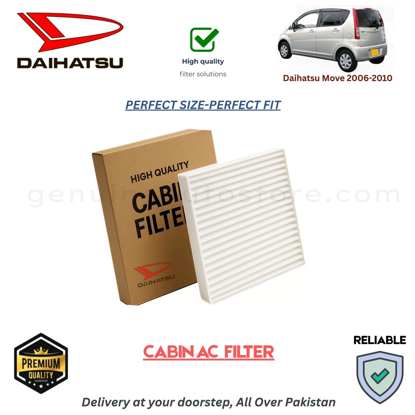 Daihatsu Move 2006-2010 CABIN AC FILTER in Pakistan. 100% Genuine, Reliable, Best Price, Cash on Delivery Available