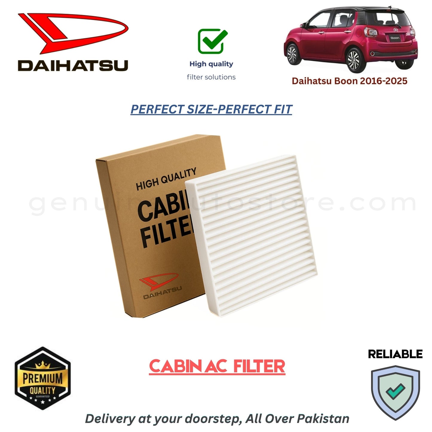 Daihatsu Boon 2016-2025 CABIN AC FILTER in Pakistan. 100% Genuine, Reliable, Best Price, Cash on Delivery Available