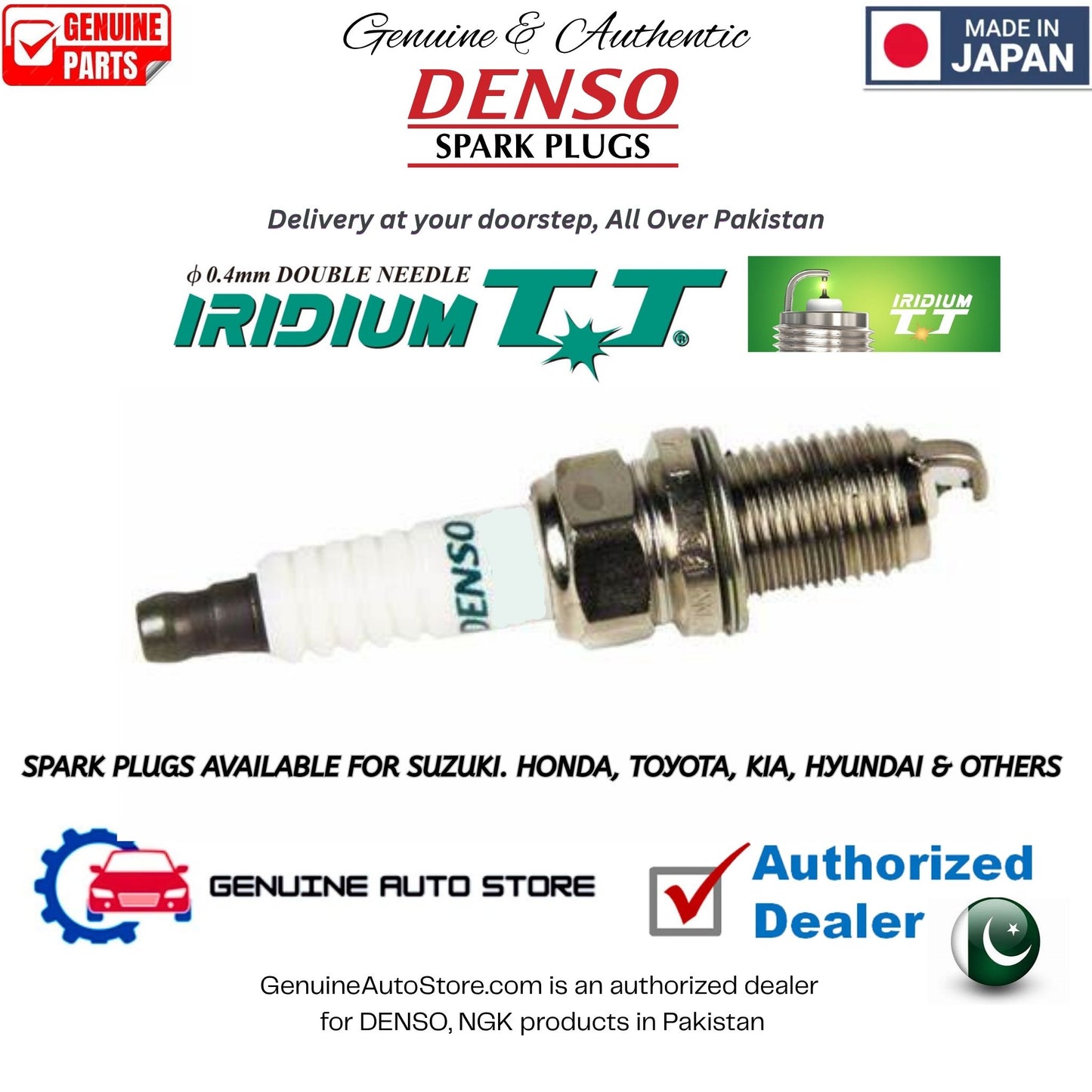 Daihatsu Charade 1983-1987 DENSO IRIDIUM TWIN TIP SPARK PLUG in Pakistan, 100% Genuine, Reliable, Best Price, Cash on Delivery Available