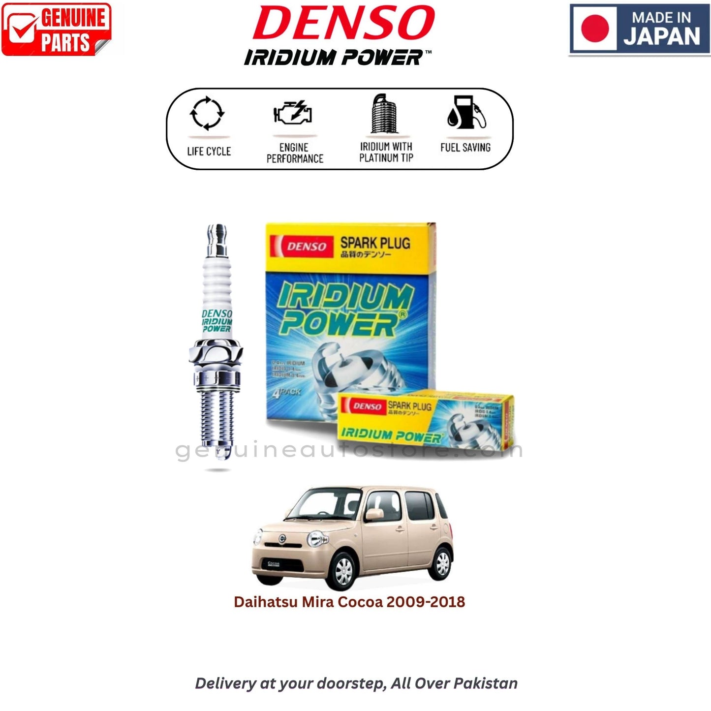Daihatsu Mira Coca 2009-2018 Denso Iridium Spark Plug in Pakistan, 100% Genuine, Reliable, Best Price, Cash on Delivery Available