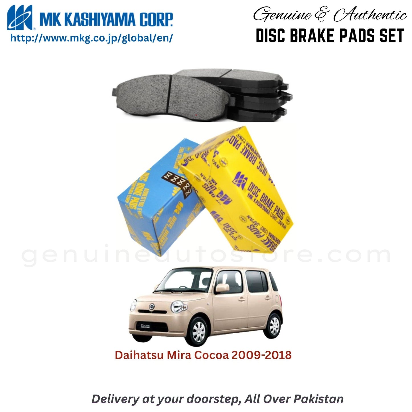 Daihatsu Mira Cocoa 2009-2018 MK Japan Front Brake Pads in Pakistan, 100% Genuine, Reliable, Best Price, Cash on Delivery Available