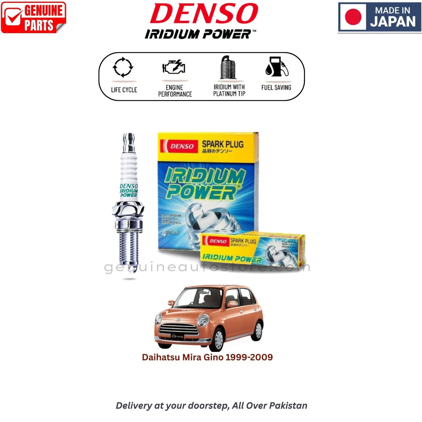 Daihatsu Mira Gino 1999-2009 Denso Iridium Spark Plug in Pakistan, 100% Genuine, Reliable, Best Price, Cash on Delivery Available