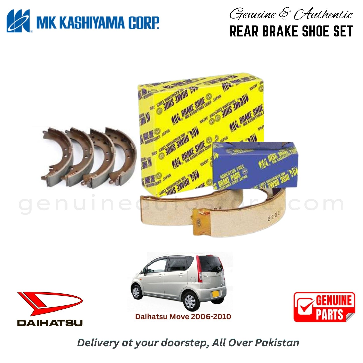 Daihatsu Move 2006-2010 MK JAPAN REAR BRAKE SHOE SET in Pakistan. 100% Genuine, Reliable, Best Price, Cash on Delivery Available