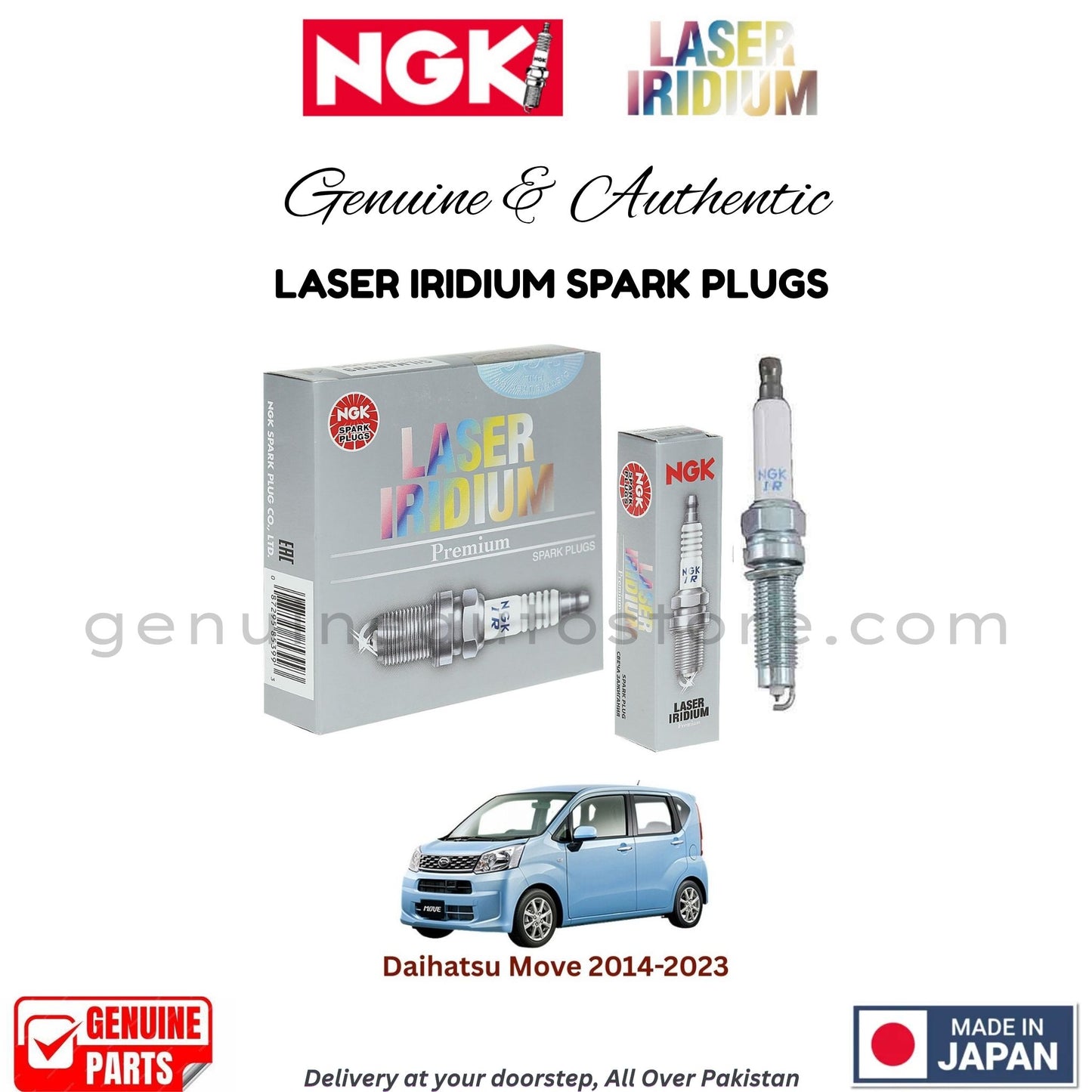 Daihatsu Move 2014-2023 NGK LASER IRIDIUM SPARK PLUGS in Pakistan. 100% Genuine, Reliable, Best Price, Cash on Delivery Available