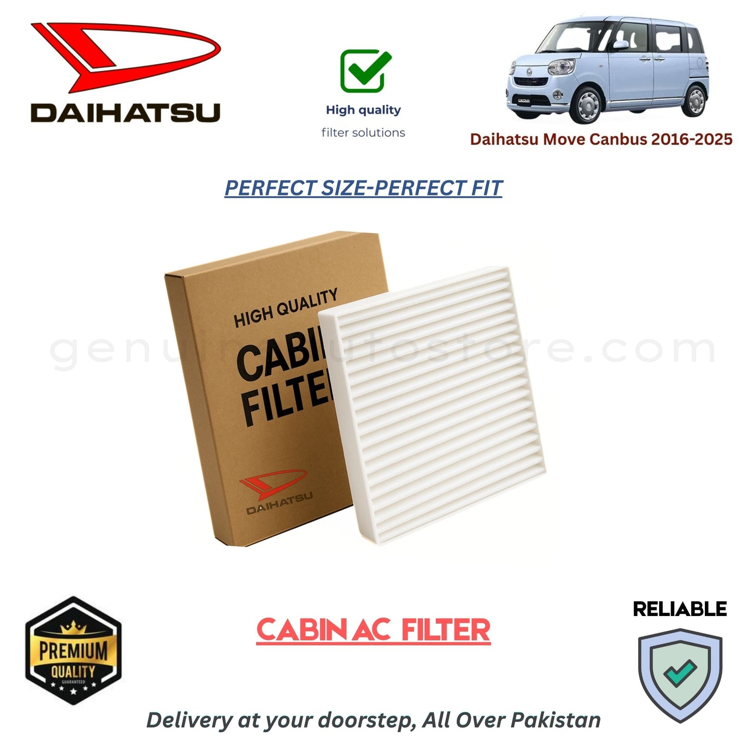Daihatsu Move Canbus 2016-2025 CABIN AC FILTER in Pakistan. 100% Genuine, Reliable, Best Price, Cash on Delivery Available