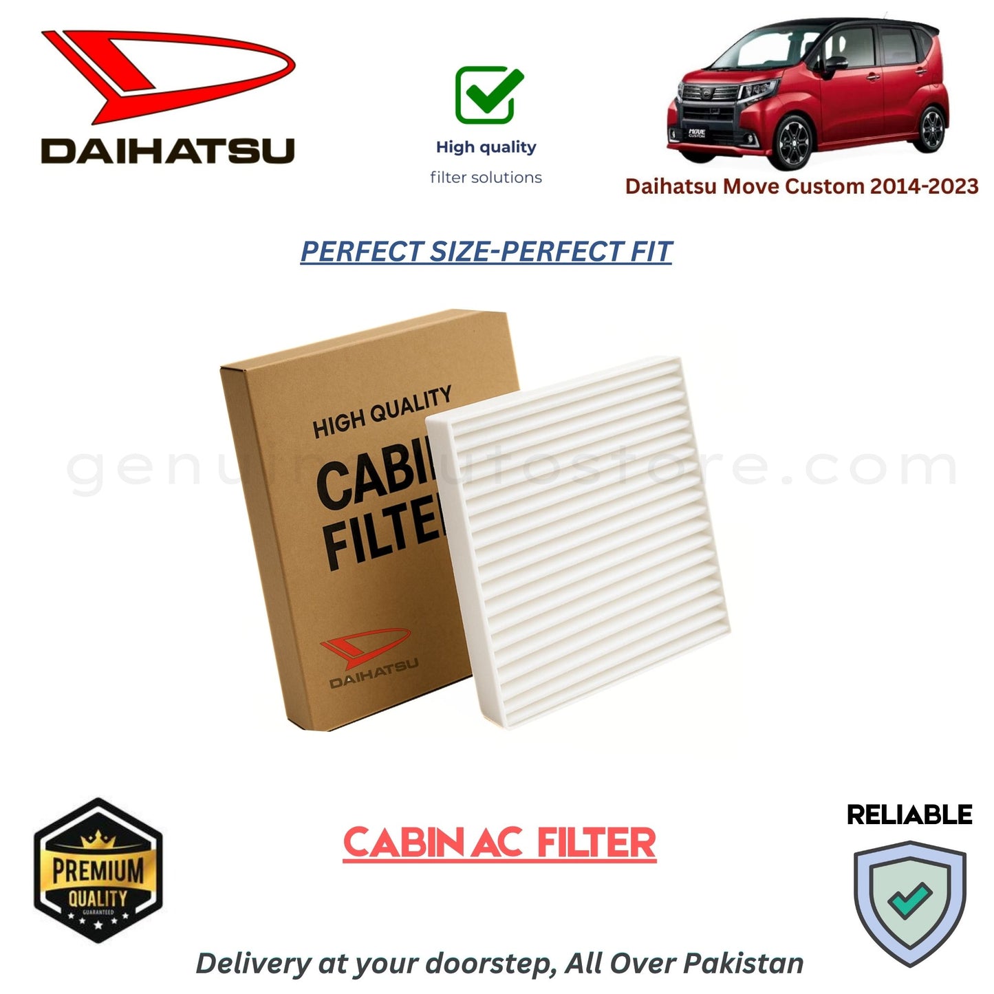 Daihatsu Move Custom 2014-2023 CABIN AC FILTER in Pakistan. 100% Genuine, Reliable, Best Price, Cash on Delivery Available