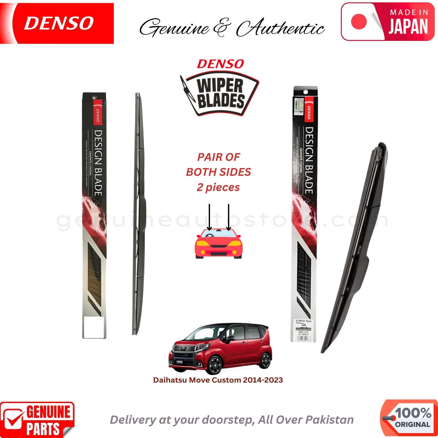 Daihatsu Move Custom 2014-2023 DENSO JAPAN WIPER BLADE SET in Pakistan. 100% Genuine, Original, Best Price, Cash on Delivery Available