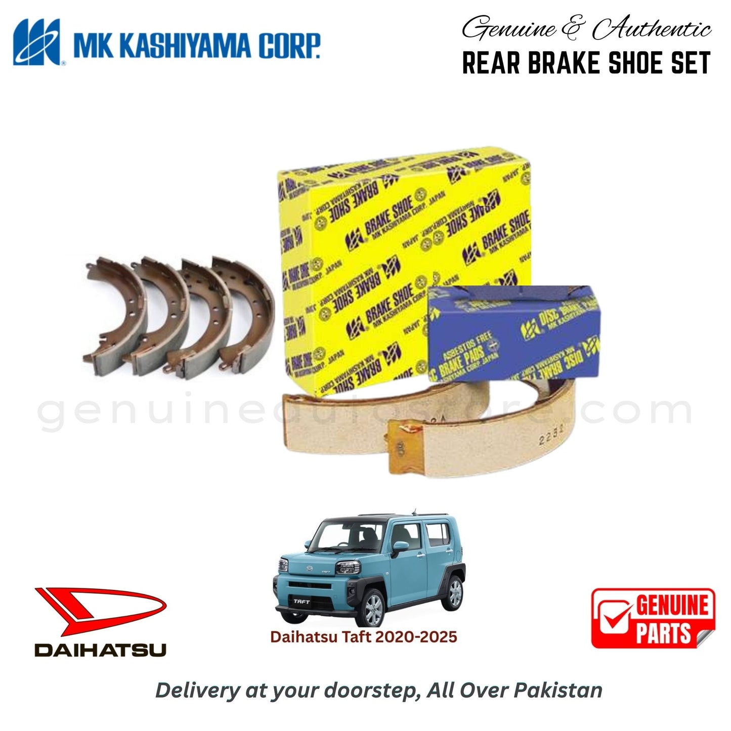 Daihatsu Taft 2020-2025 MK JAPAN REAR BRAKE SHOE SET in Pakistan. 100% Genuine, Reliable, Best Price, Cash on Delivery Available