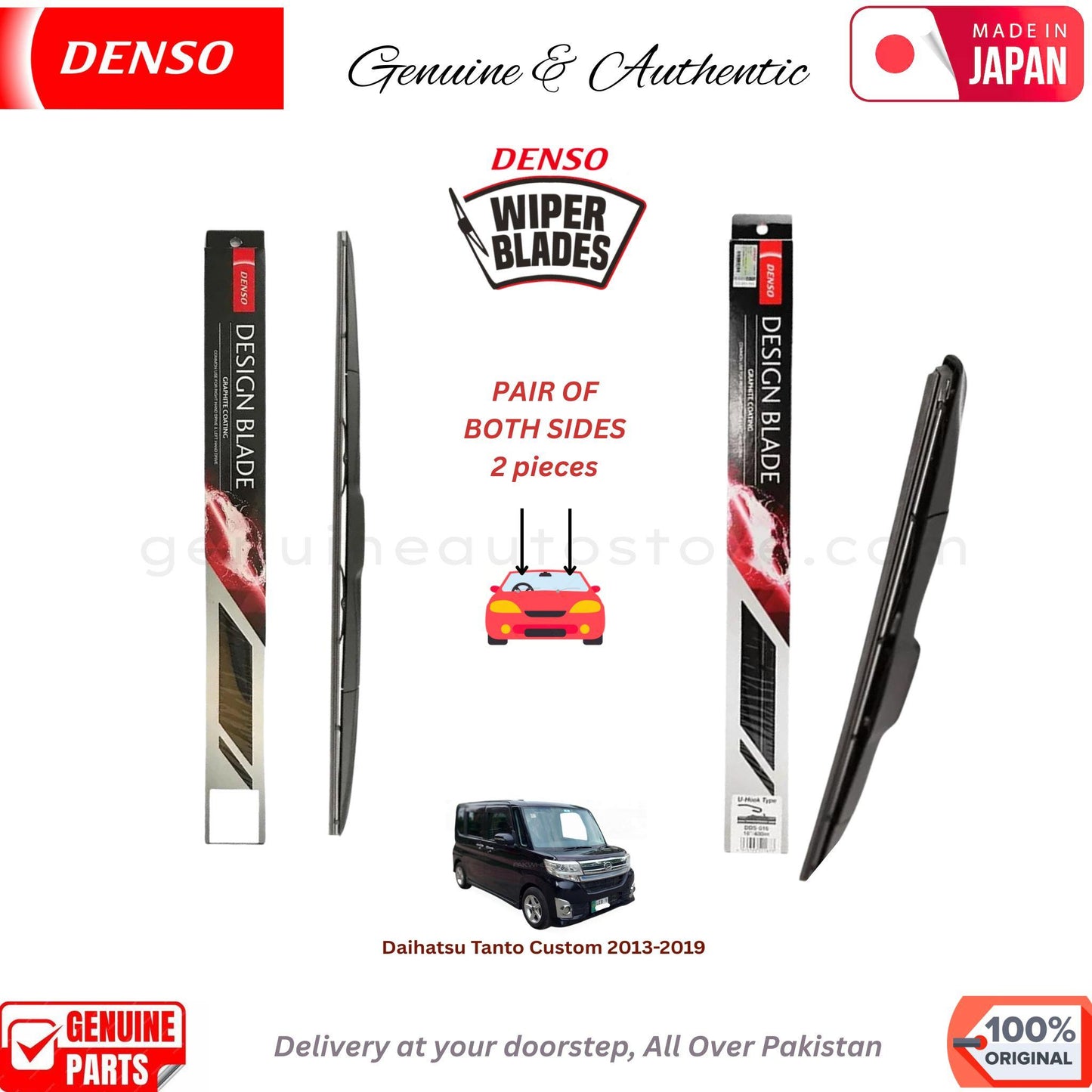 Daihatsu Tanto Custom 2013-2019 DENSO JAPAN WIPER BLADE SET in Pakistan. 100% Genuine, Original, Best Price, Cash on Delivery Available