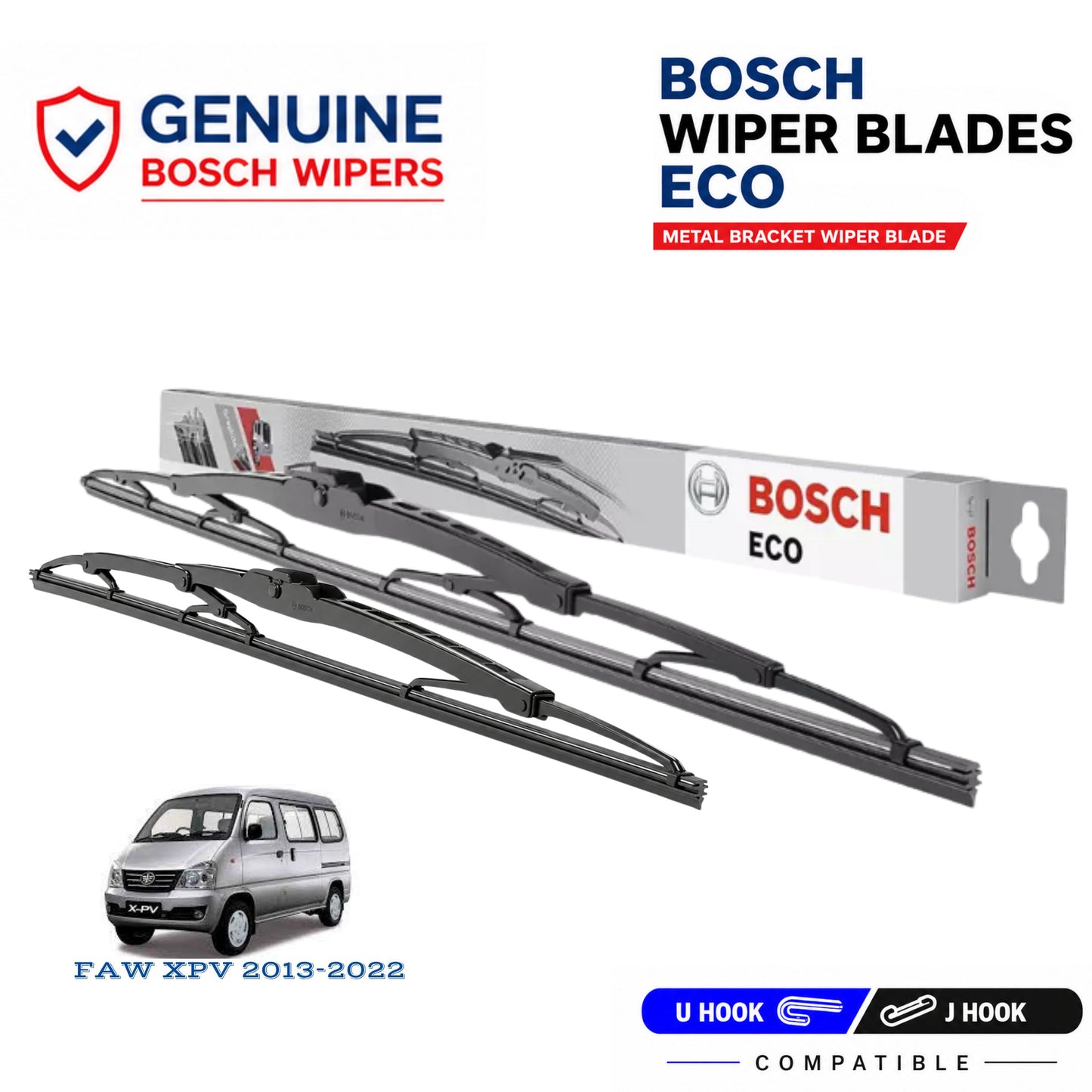 Bosch Genuine metal front wiper set for FAW XPV 2013-2022, pair of two
