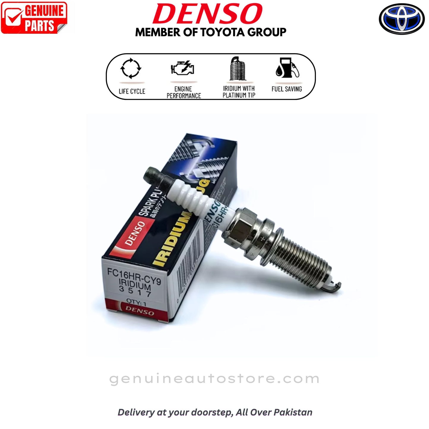 FC16HR-CY9 DENSO IRIDIUM SPARK PLUG 90919-01298 in Pakistan. Genuine parts, smooth drive, easy returns.