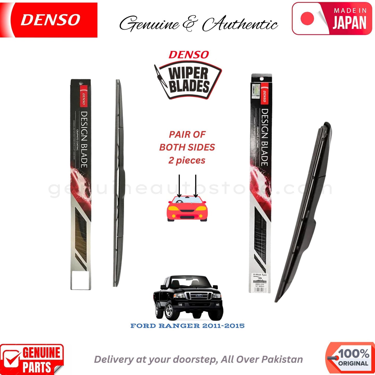 FORD RANGER 2011-2015 DENSO JAPAN WIPER BLADE SET in Pakistan. 100% Genuine, Original, Best Price, Cash on Delivery Available