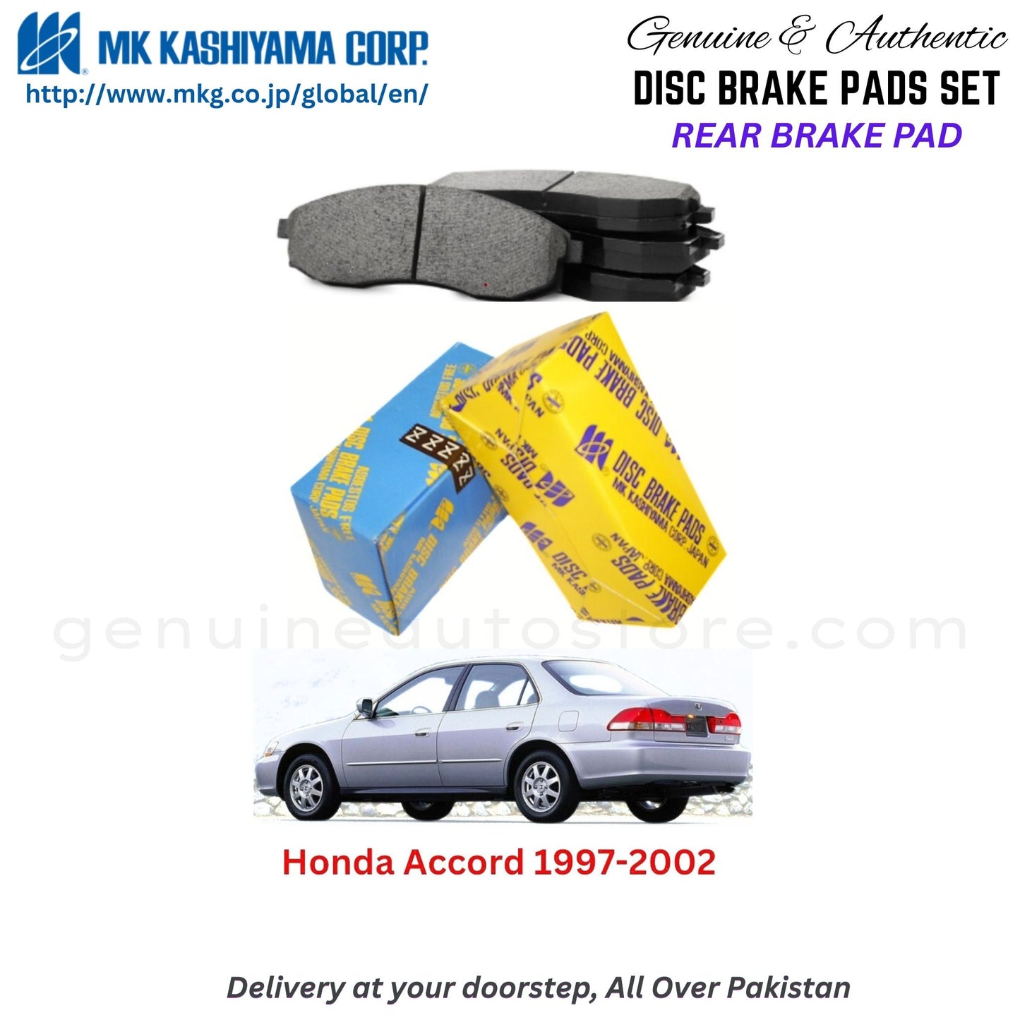 Honda Accord 1997-2002 Rear Brake Pads MK Japan in Pakistan. 100% Genuine, Reliable, Best Price, Cash on Delivery Available