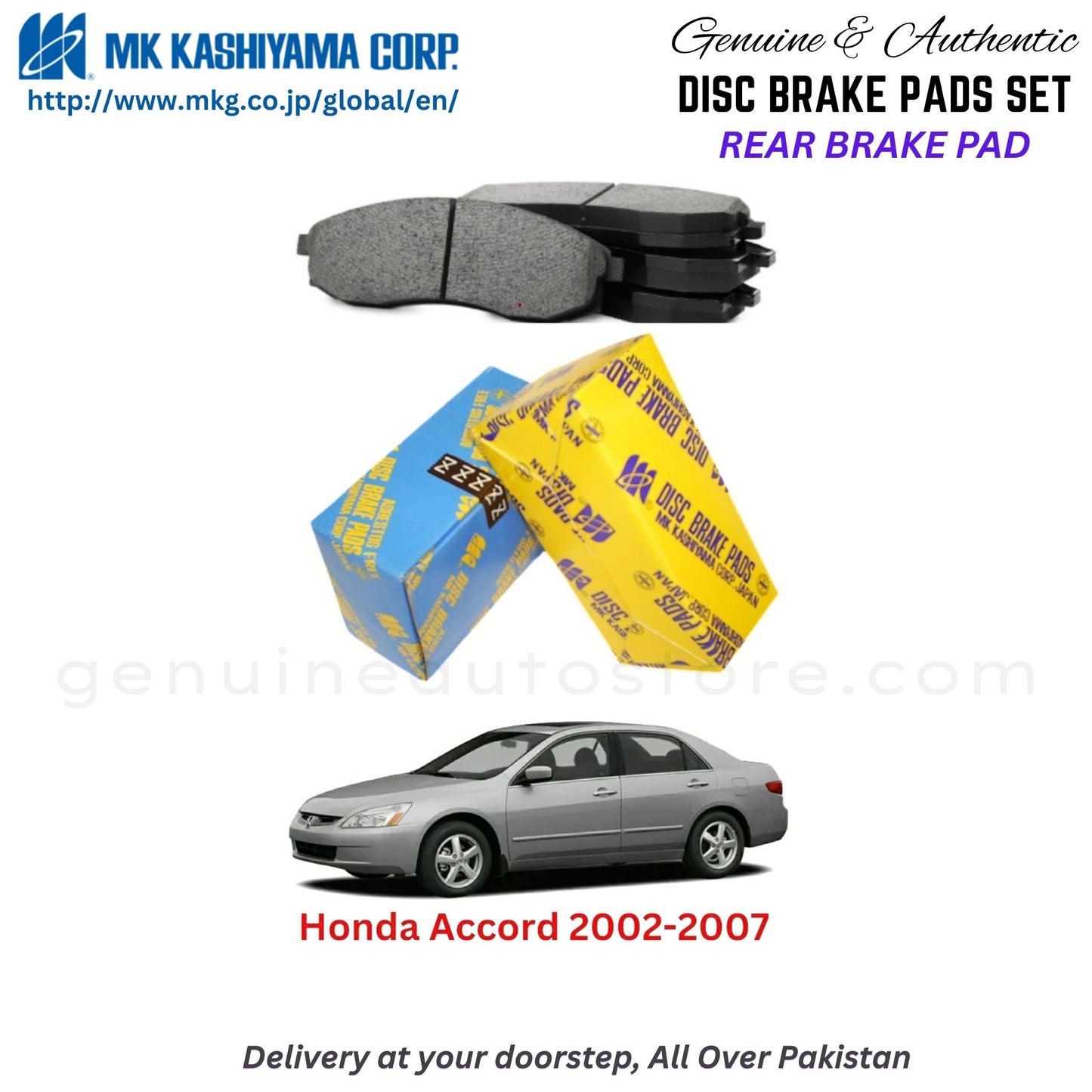 Honda Accord 2002-2007 Rear Brake Pads MK Japan in Pakistan. 100% Genuine, Reliable, Best Price, Cash on Delivery Available
