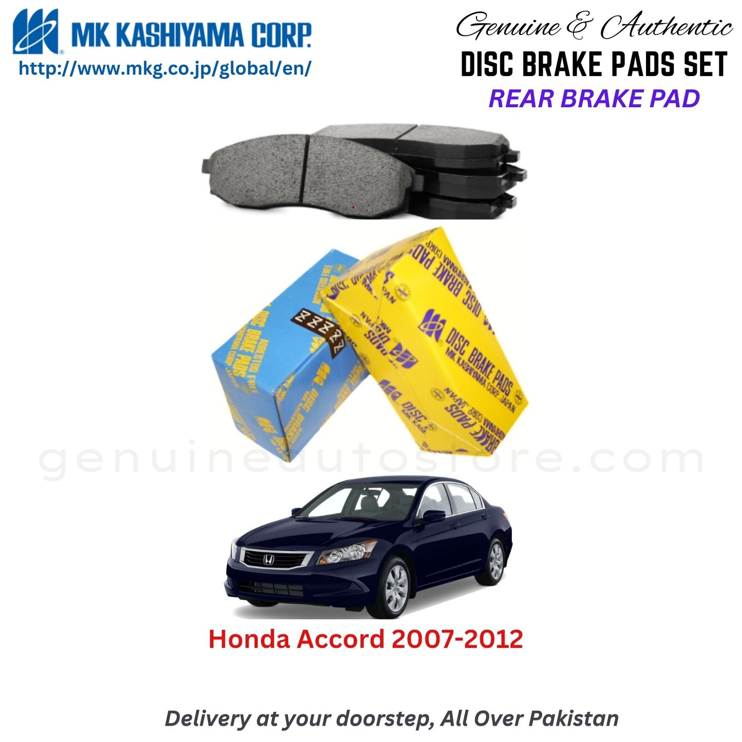 Honda Accord 2007-2012 Rear Brake Pads MK Japan in Pakistan. 100% Genuine, Reliable, Best Price, Cash on Delivery Available