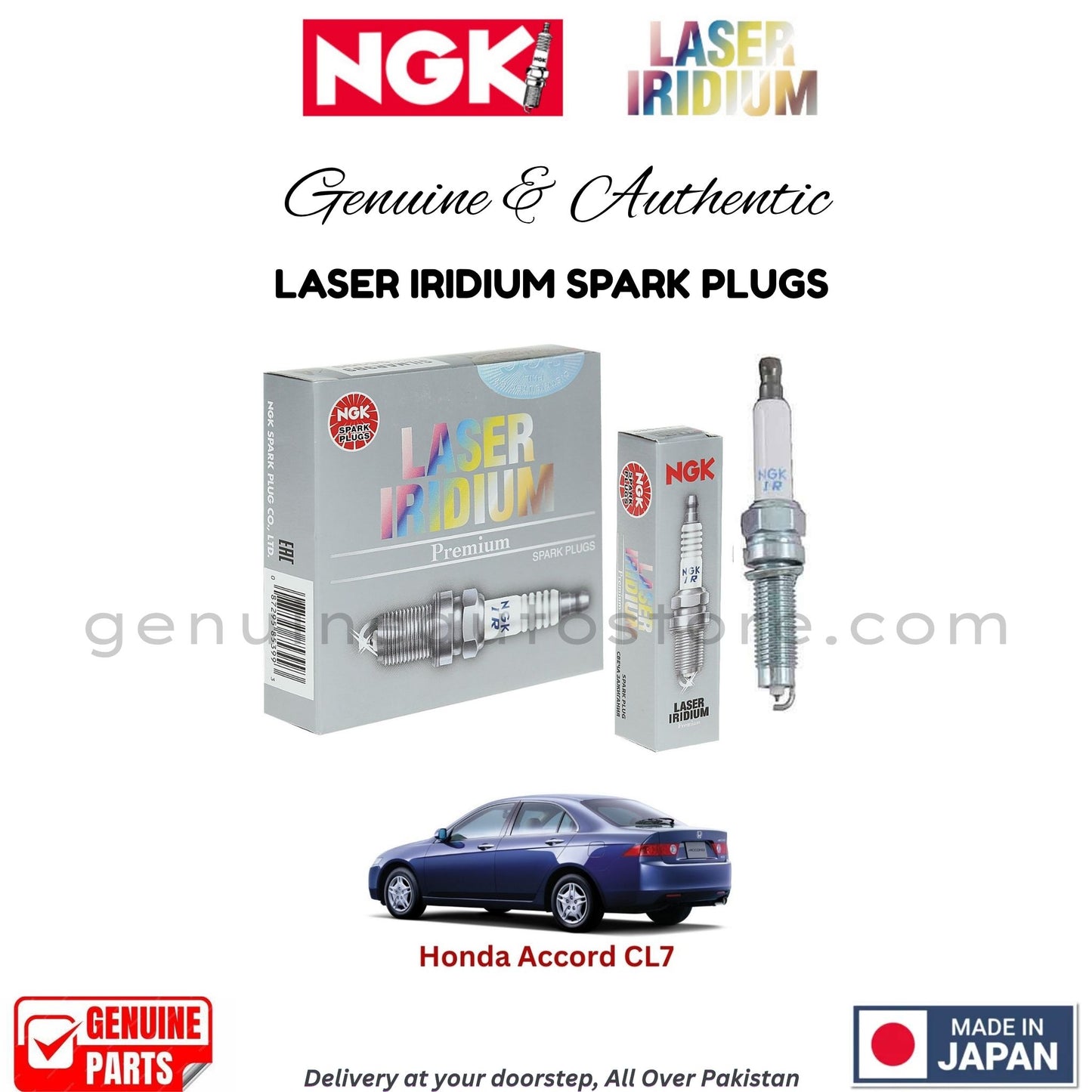 Honda Accord CL7 NGK LASER IRIDIUM SPARK PLUGS in Pakistan. 100% Genuine, Reliable, Best Price, Cash on Delivery Available