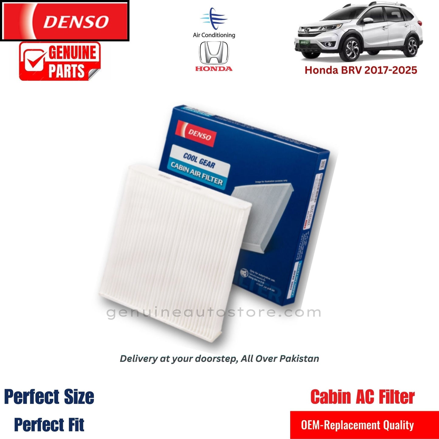 Honda BRV 2017-2025 Denso Genuine Cabin Ac Filter in Pakistan. 100% Genuine, Reliable, Best Price, Cash on Delivery Available