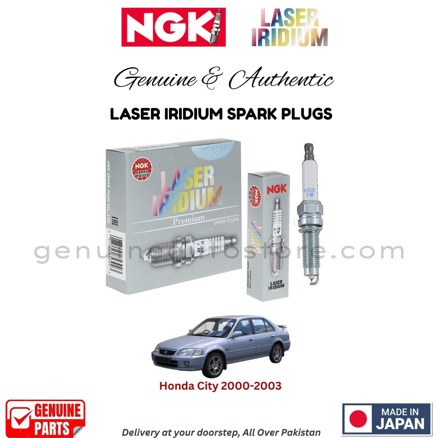 Honda City 2000-2003 NGK LASER IRIDIUM SPARK PLUGS in Pakistan. 100% Genuine, Reliable, Best Price, Cash on Delivery Available