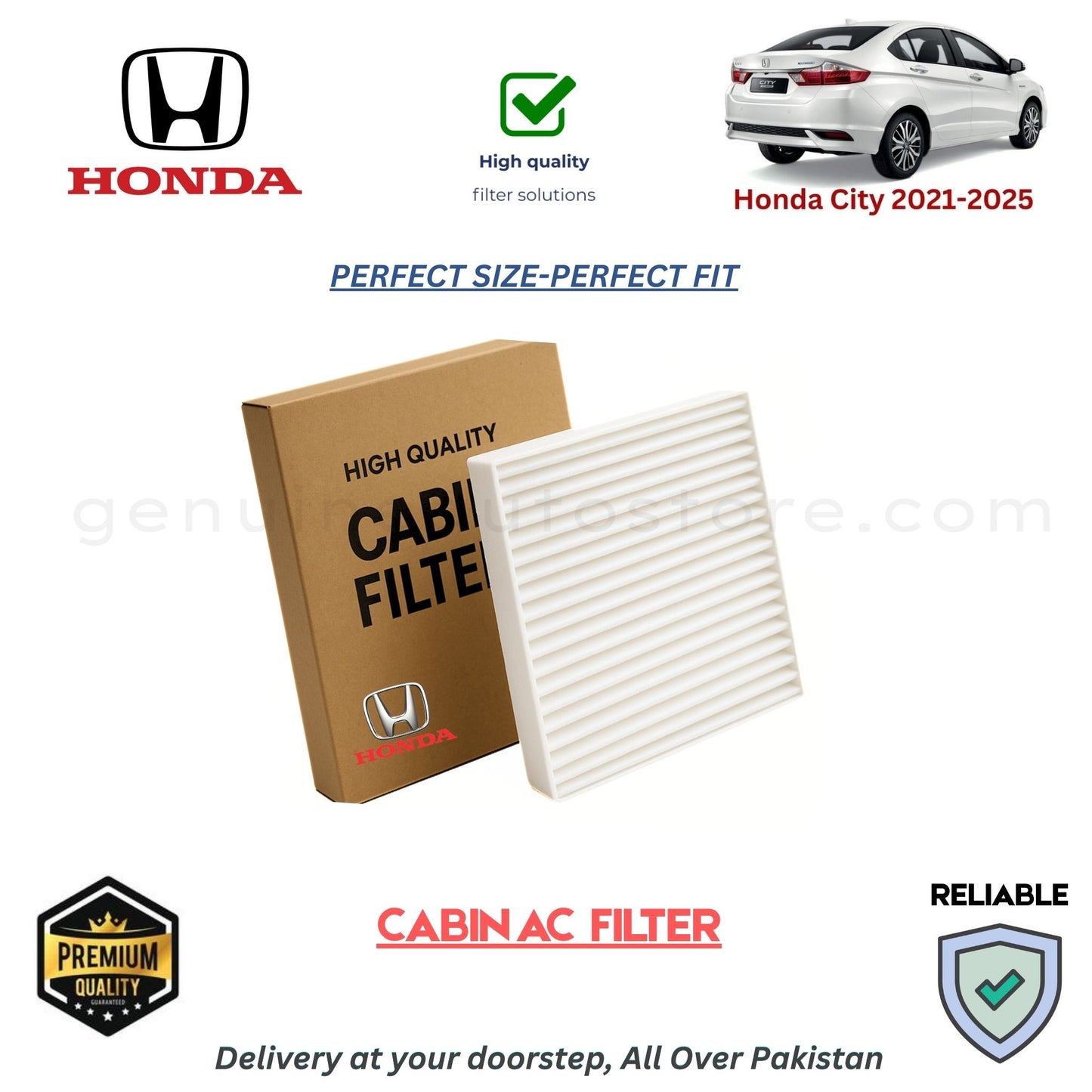 Honda City 2021-2025 CABIN AC FILTER in Pakistan. 100% Genuine, Reliable, Best Price, Cash on Delivery Available
