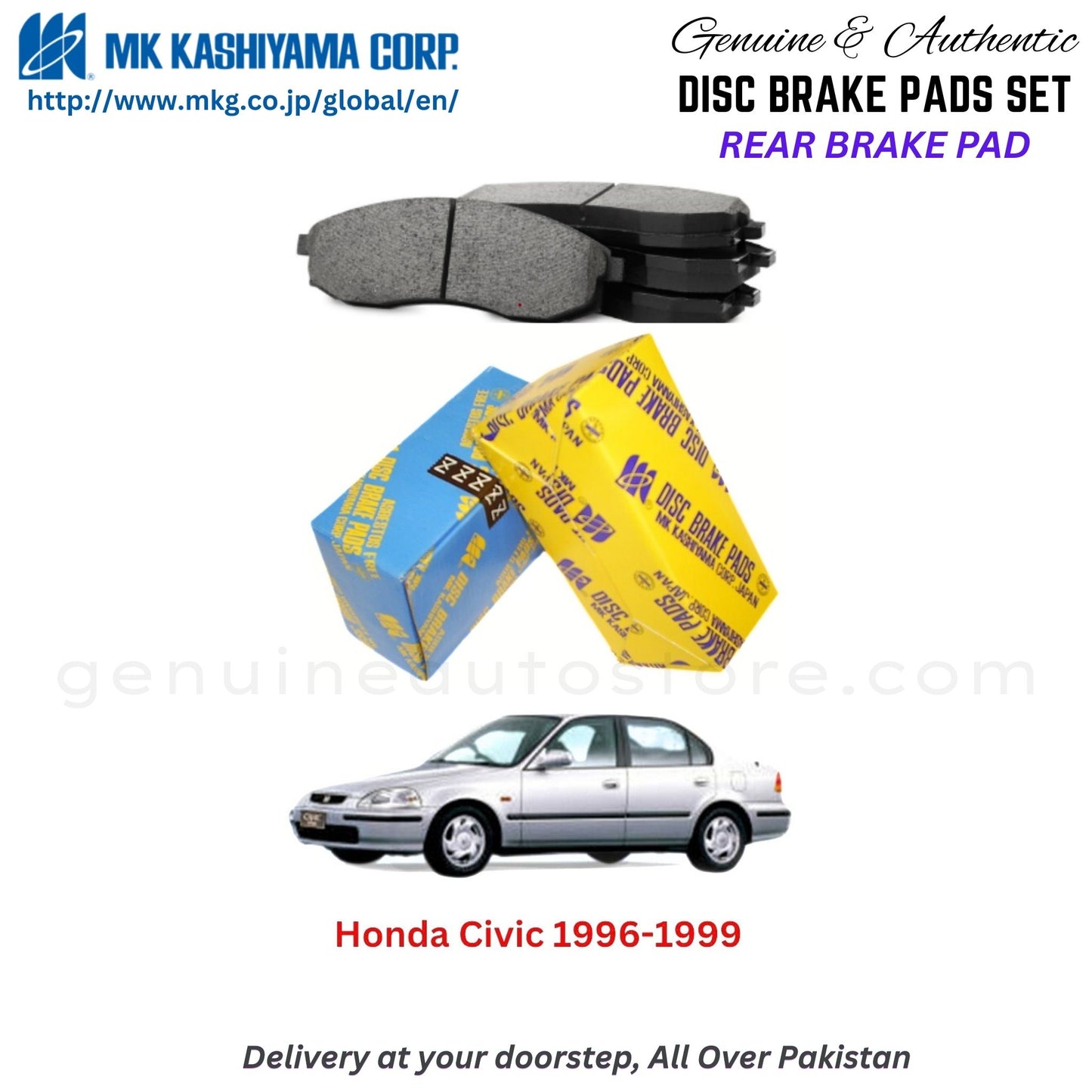 Honda Civic 1996-1999 Rear Brake Pads MK Japan in Pakistan. 100% Genuine, Reliable, Best Price, Cash on Delivery Available