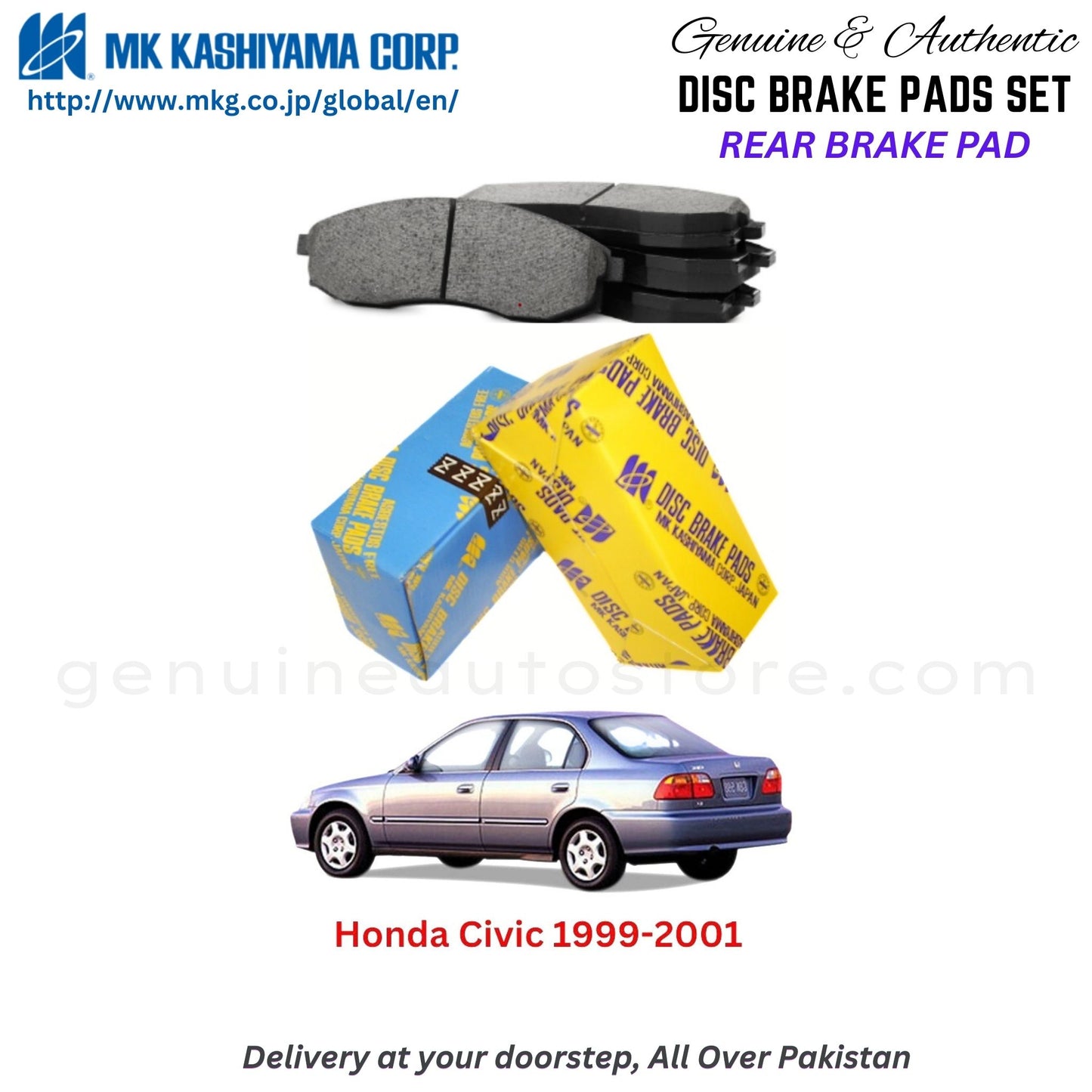 Honda Civic 1999-2001 Rear Brake Pads MK Japan in Pakistan. 100% Genuine, Reliable, Best Price, Cash on Delivery Available