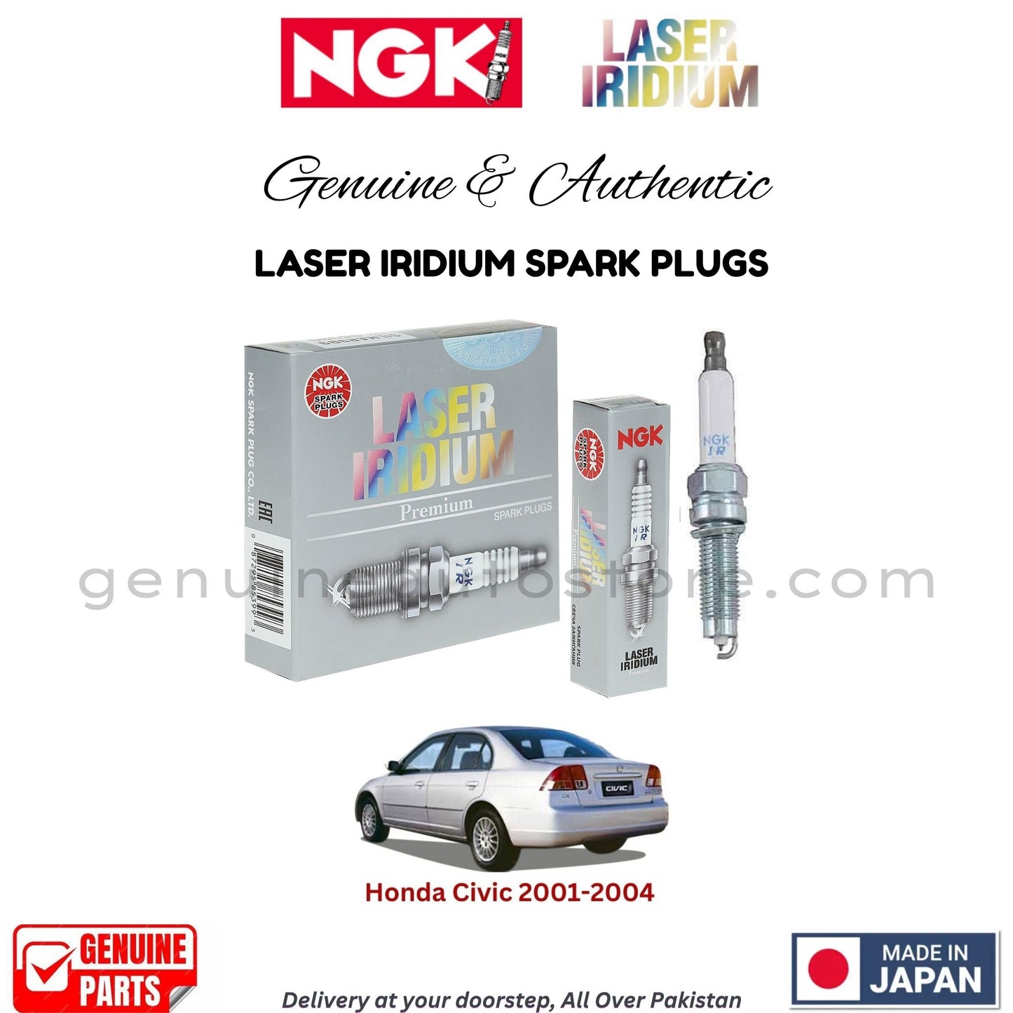 Honda Civic 2001-2004 NGK LASER IRIDIUM SPARK PLUGS in Pakistan. 100% Genuine, Reliable, Best Price, Cash on Delivery Available