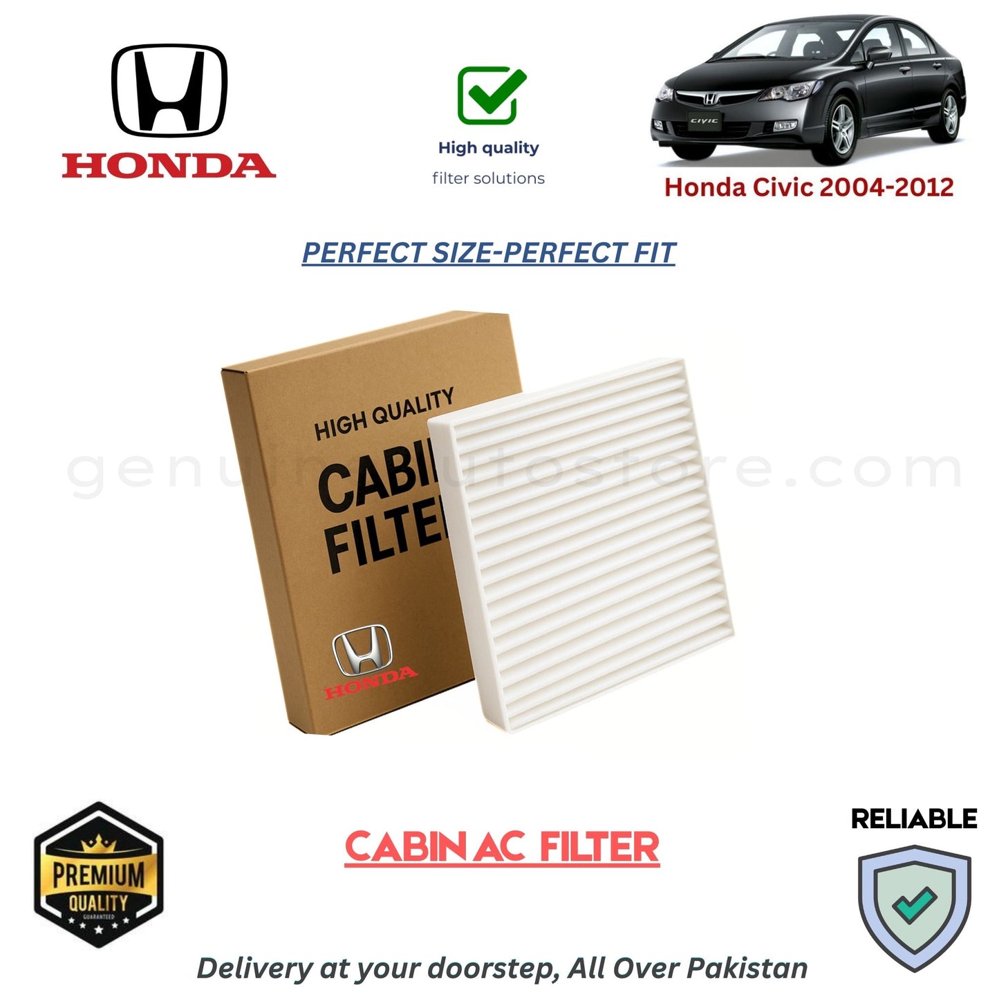 Honda Civic 2004-2012 CABIN AC FILTER in Pakistan. 100% Genuine, Reliable, Best Price, Cash on Delivery Available