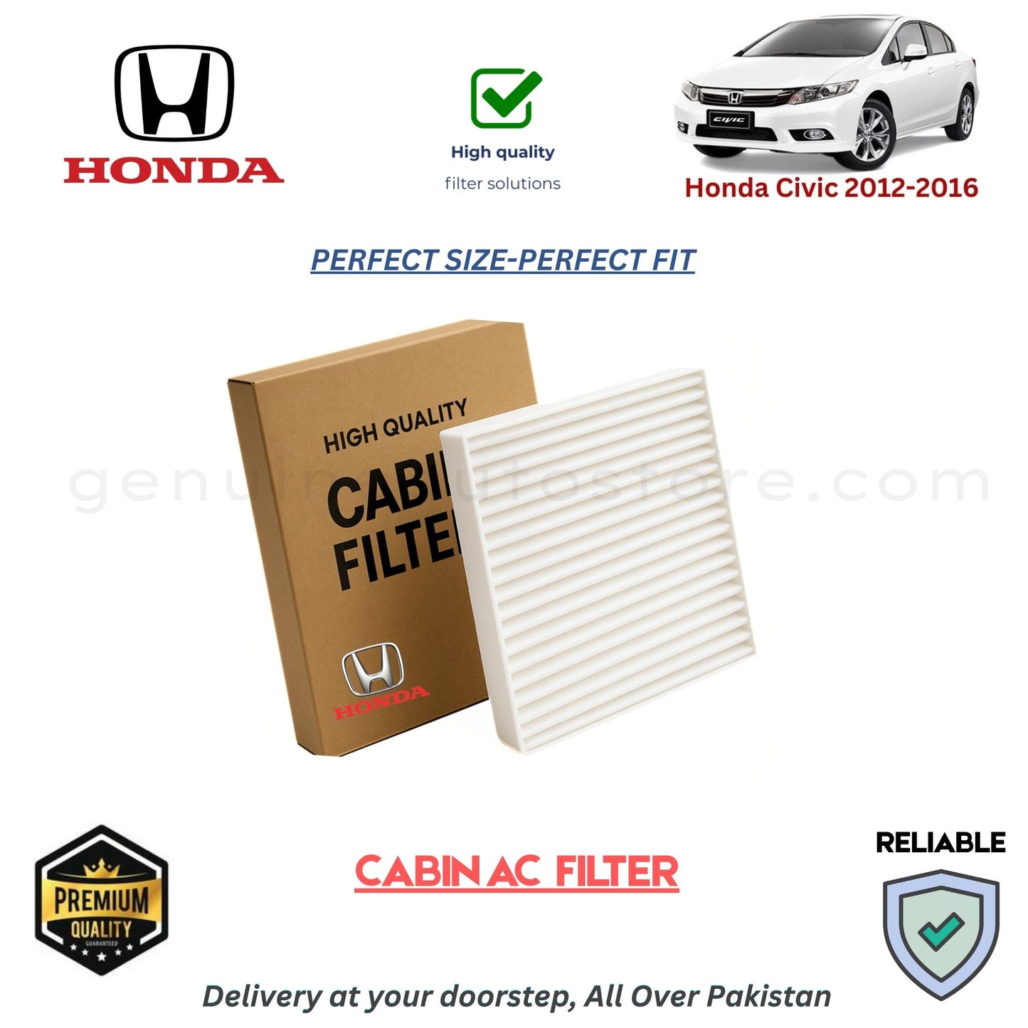 Honda Civic 2012-2016 CABIN AC FILTER in Pakistan. 100% Genuine, Reliable, Best Price, Cash on Delivery Available