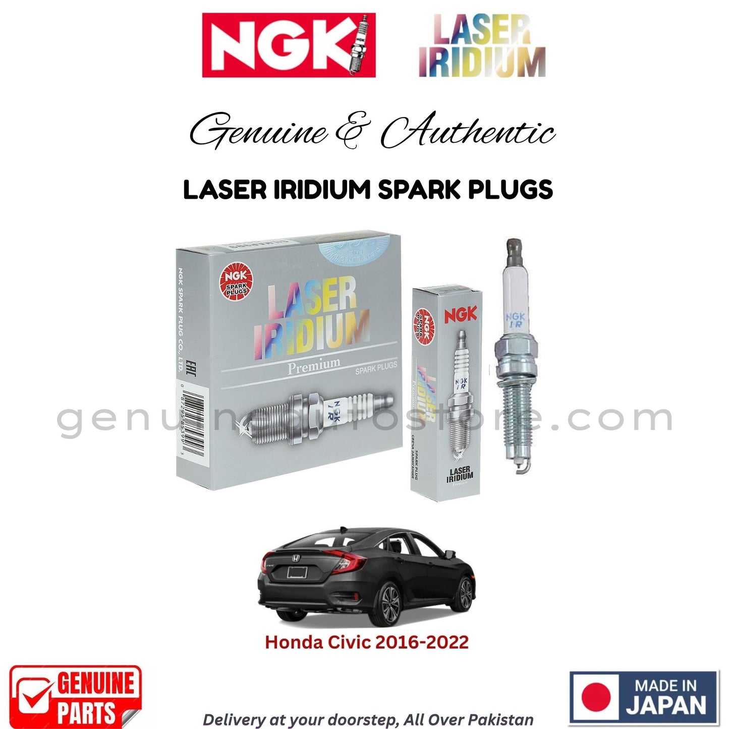 Honda Civic 2016-2022 NGK LASER IRIDIUM SPARK PLUGS in Pakistan. 100% Genuine, Reliable, Best Price, Cash on Delivery Available