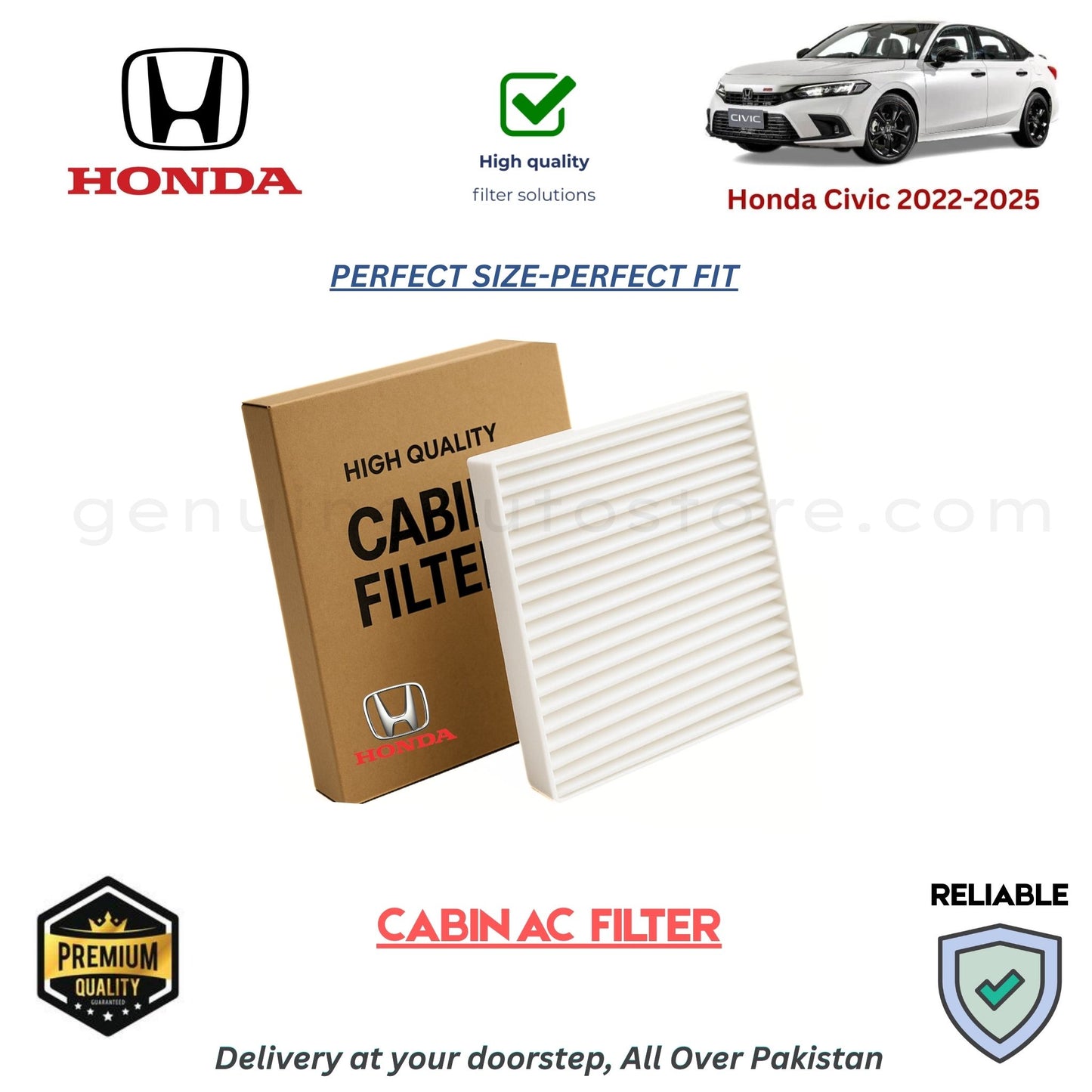 Honda Civic 2022-2025 CABIN AC FILTER in Pakistan. 100% Genuine, Reliable, Best Price, Cash on Delivery Available