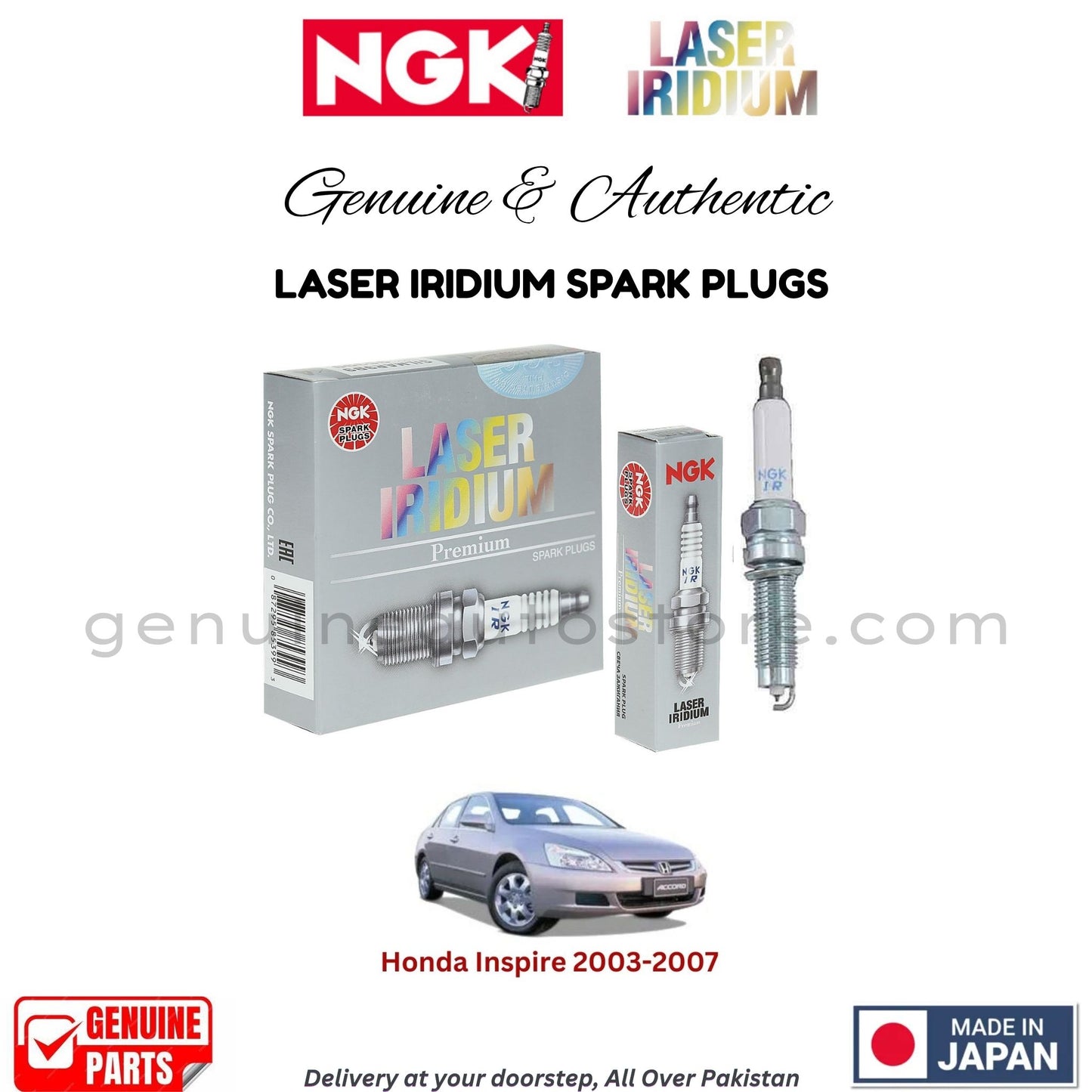 Honda Inspire 2003-2007 NGK LASER IRIDIUM SPARK PLUGS in Pakistan. 100% Genuine, Reliable, Best Price, Cash on Delivery Available