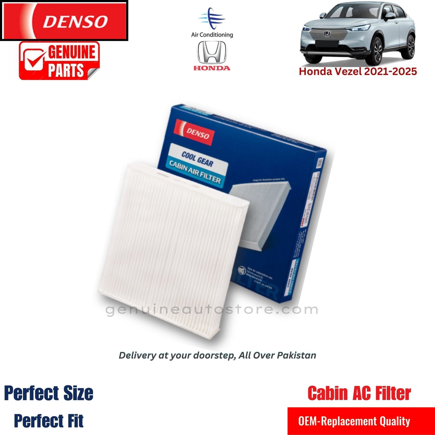 Honda Vezel 2013-2022 Denso Genuine Cabin Ac Filter in Pakistan. 100% Genuine, Reliable, Best Price, Cash on Delivery Available
