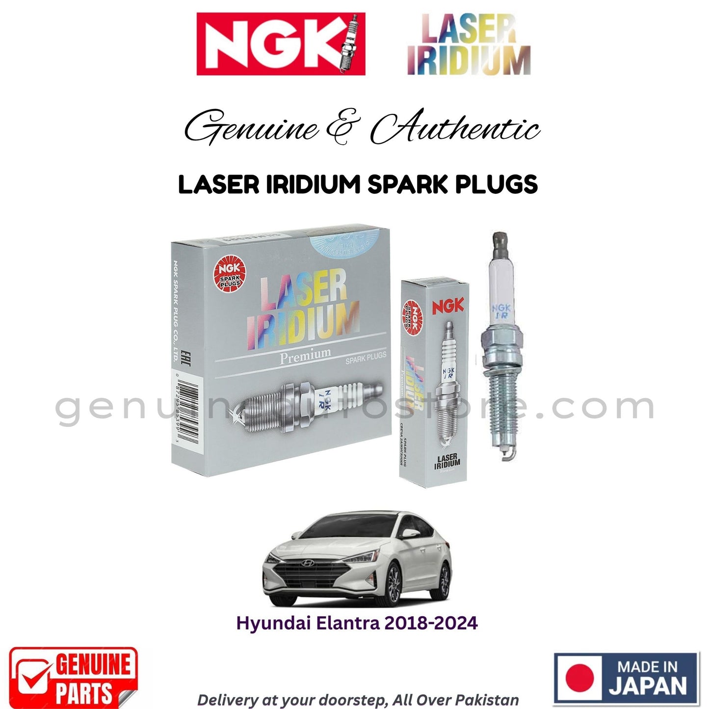 Hyundai Elantra 2018-2024 NGK LASER IRIDIUM SPARK PLUGS in Pakistan. 100% Genuine, Reliable, Best Price, Cash on Delivery Available