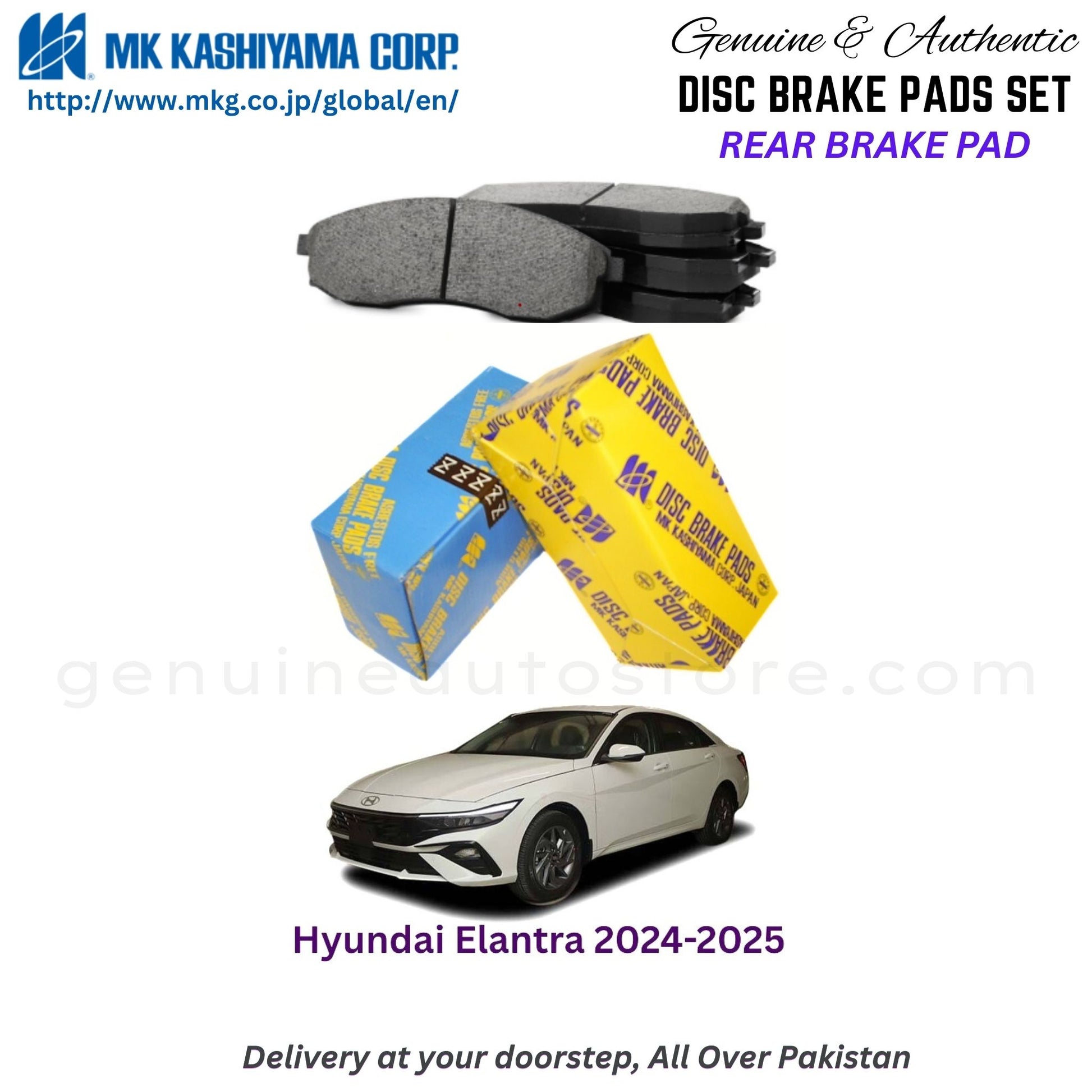 Hyundai Elantra 2024-2025 Rear Brake Pads MK Japan in Pakistan. 100% Genuine, Reliable, Best Price, Cash on Delivery Available
