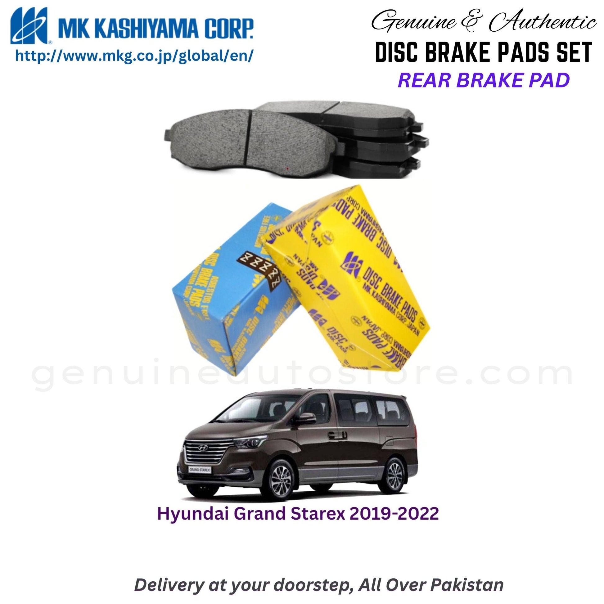 Hyundai Grand Starex 2019-2022 Rear Brake Pads MK Japan in Pakistan. 100% Genuine, Reliable, Best Price, Cash on Delivery Available