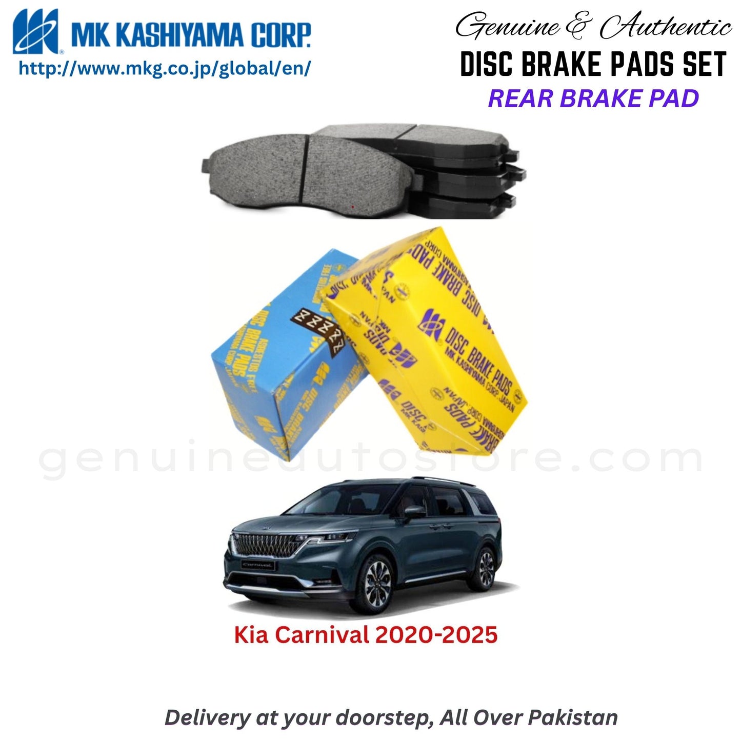 KIA CARNIVAL 2020-2025 Rear Brake Pads MK Japan in Pakistan. 100% Genuine, Reliable, Best Price, Cash on Delivery Available