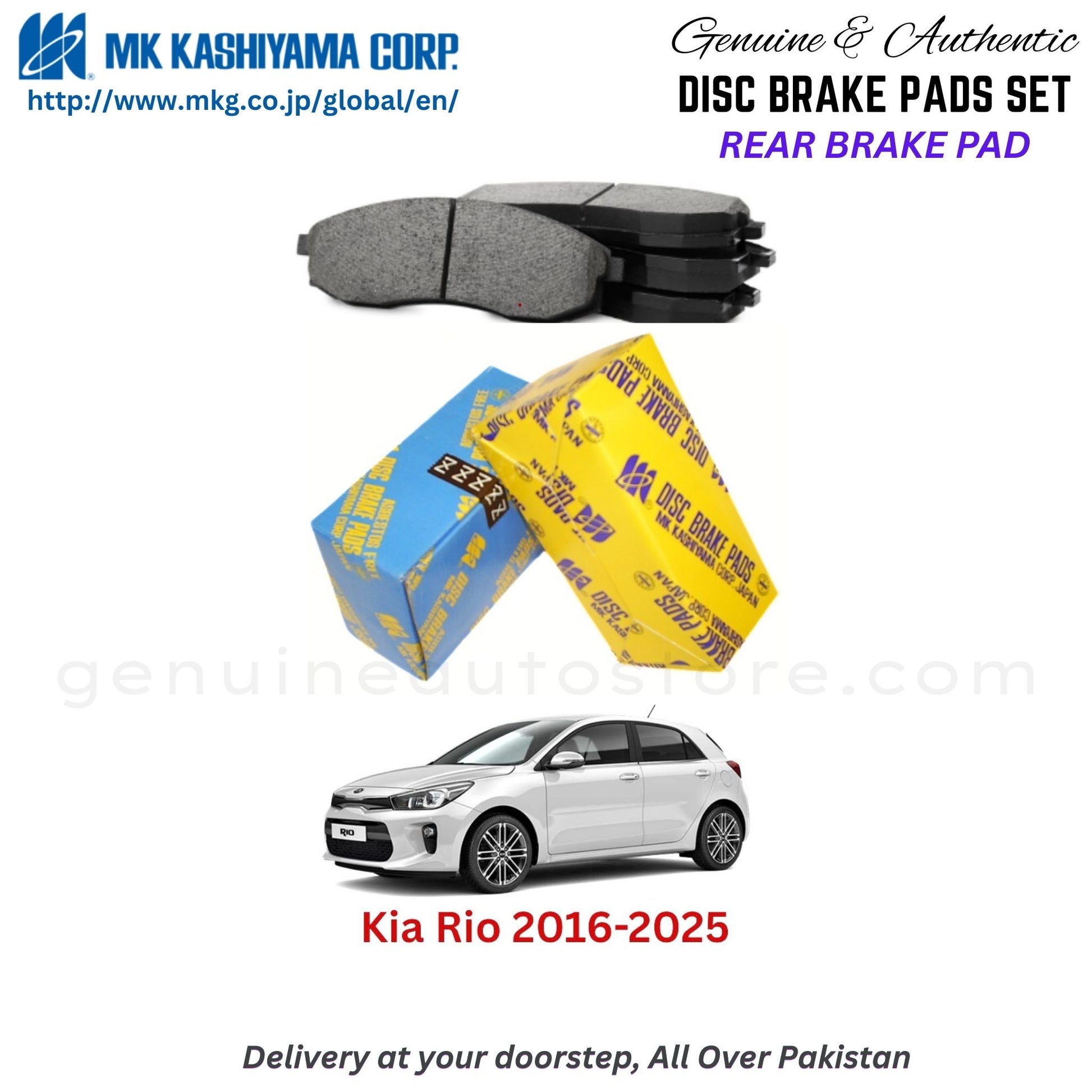 KIA RIO 2016-2025 Rear Brake Pads MK Japan in Pakistan. 100% Genuine, Reliable, Best Price, Cash on Delivery Available