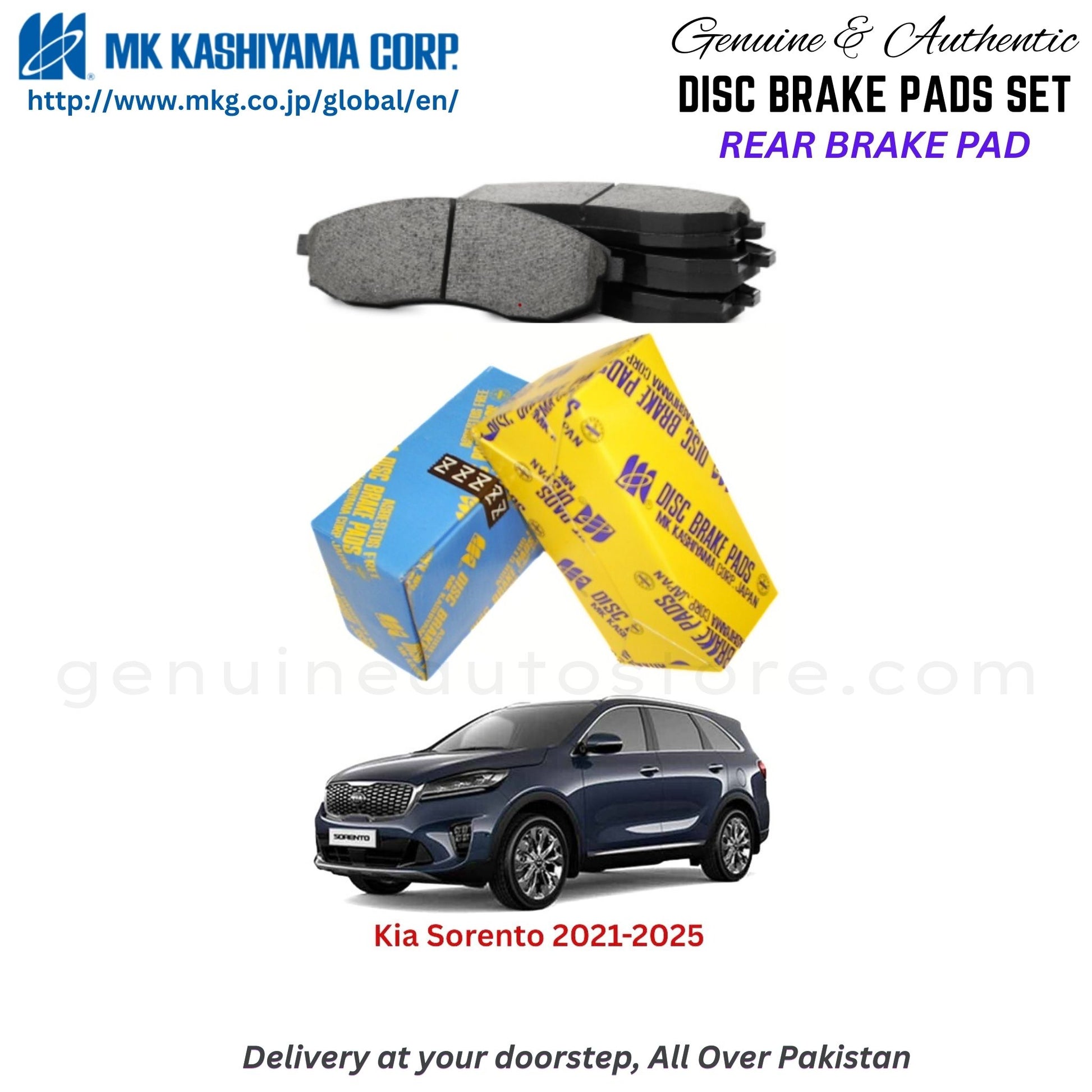 KIA SORENTO 2021-2025 Rear Brake Pads MK Japan in Pakistan. 100% Genuine, Reliable, Best Price, Cash on Delivery Available