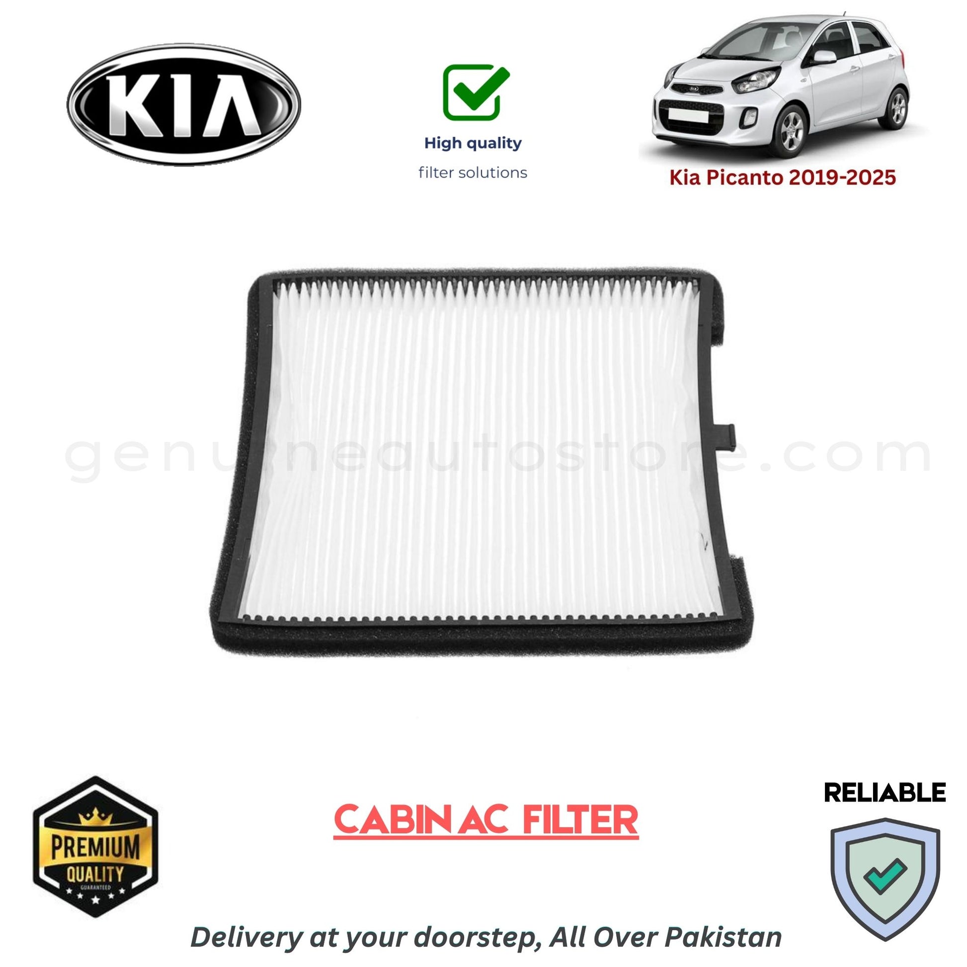 Kia Picanto 2019-2025 CABIN AC FILTER in Pakistan. 100% Genuine, Reliable, Best Price, Cash on Delivery Available