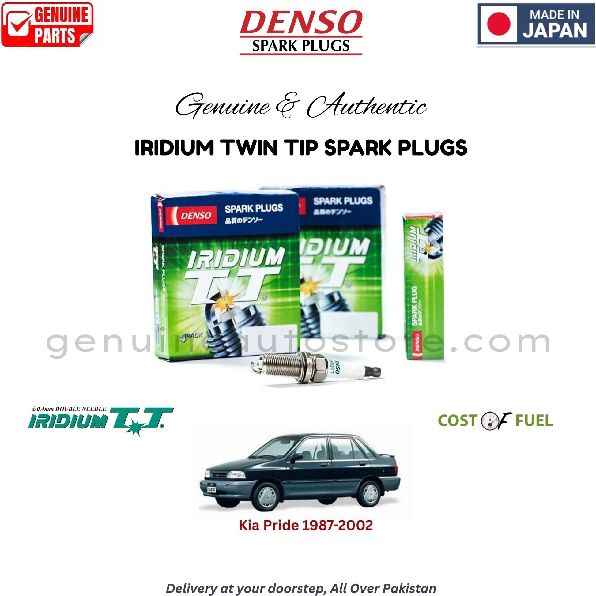 Kia Pride 1987-2002 DENSO IRIDIUM TWIN TIP SPARK PLUG in Pakistan, 100% Genuine, Reliable, Best Price, Cash on Delivery Available