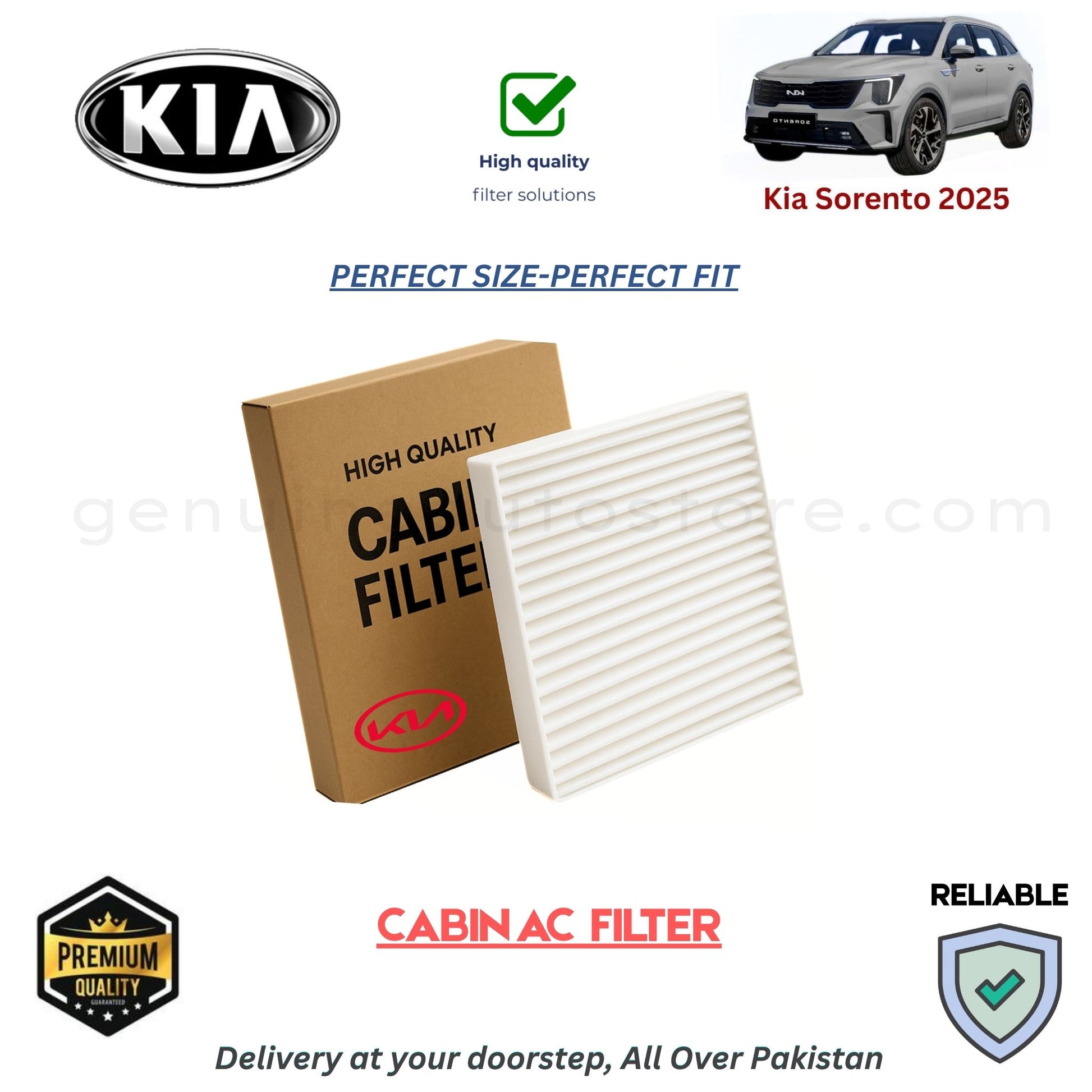 Kia Sorento 2025 CABIN AC FILTER in Pakistan. 100% Genuine, Reliable, Best Price, Cash on Delivery Available