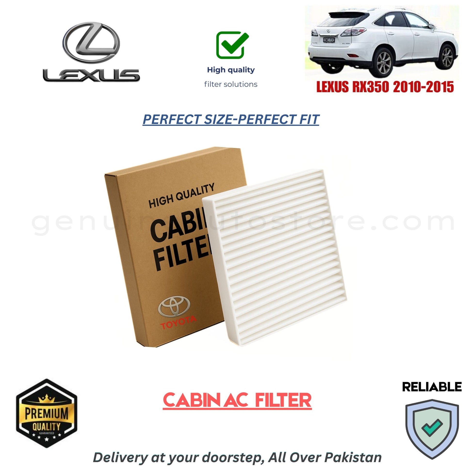 LEXUS RX350 2010-2015 CABIN AC FILTER in Pakistan. 100% Genuine, Reliable, Best Price, Cash on Delivery Available