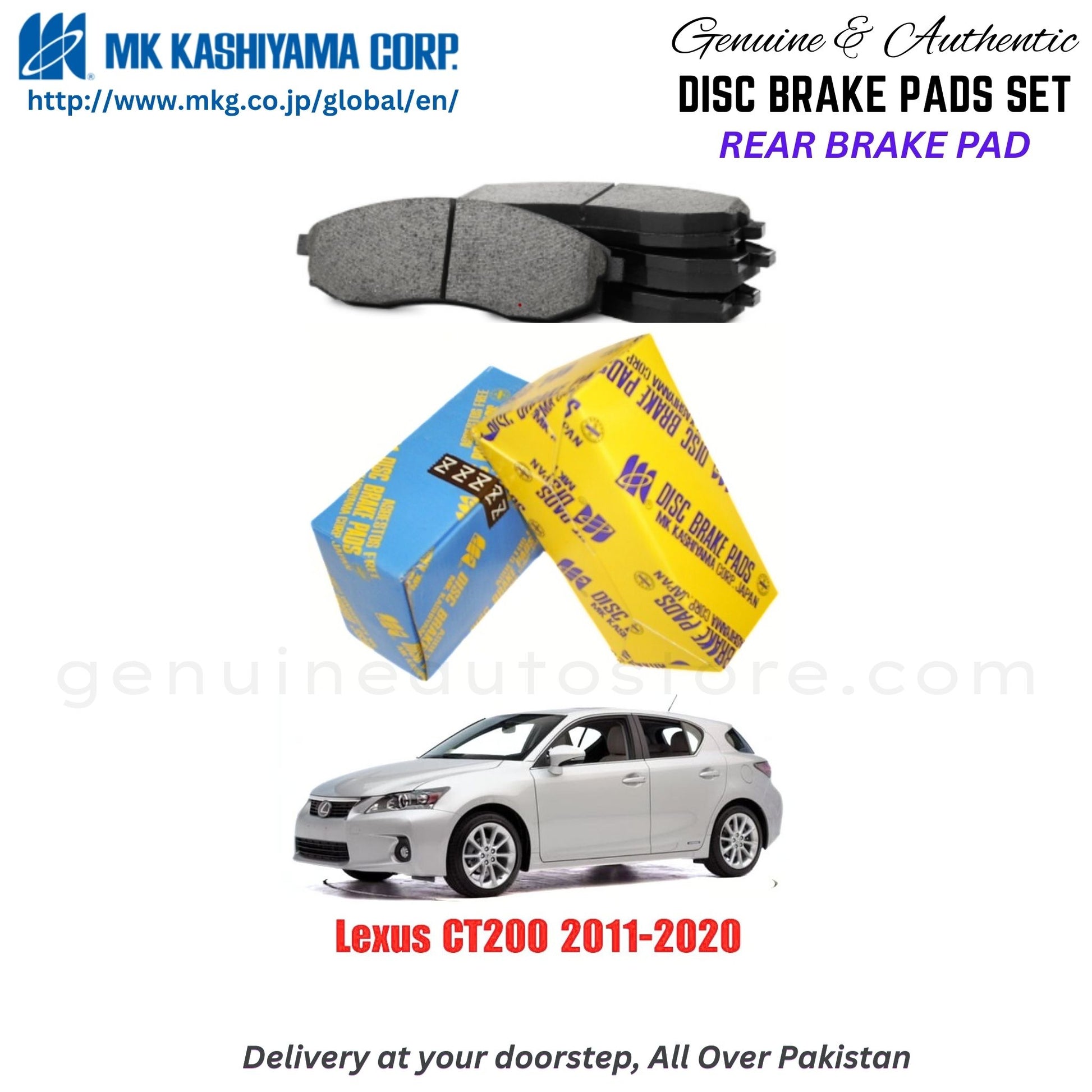 Lexus Ct200 2011-2020 Rear Brake Pads MK Japan in Pakistan. 100% Genuine, Reliable, Best Price, Cash on Delivery Available