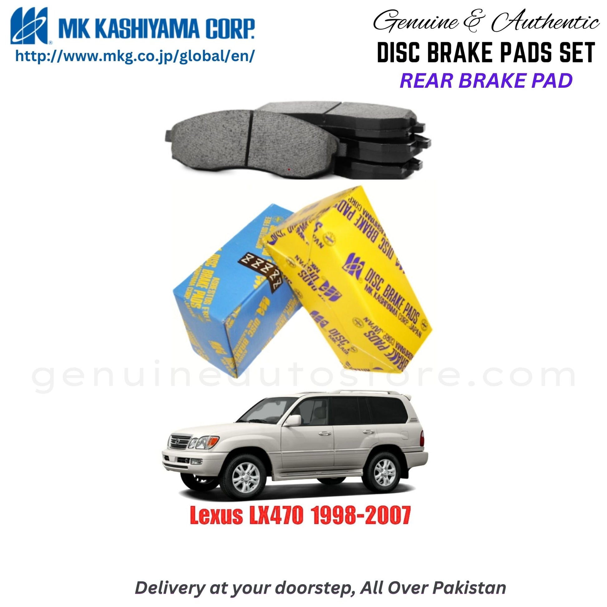 Lexus LX470 1998-2007 Rear Brake Pads MK Japan in Pakistan. 100% Genuine, Reliable, Best Price, Cash on Delivery Available