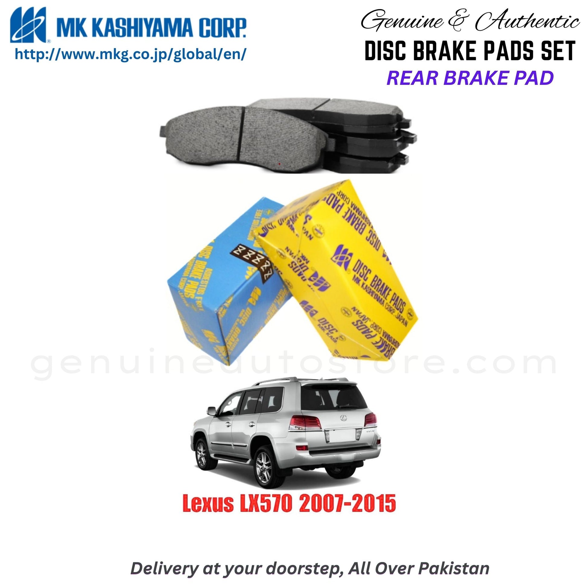 Lexus LX570 2007-2015 Rear Brake Pads MK Japan in Pakistan. 100% Genuine, Reliable, Best Price, Cash on Delivery Available
