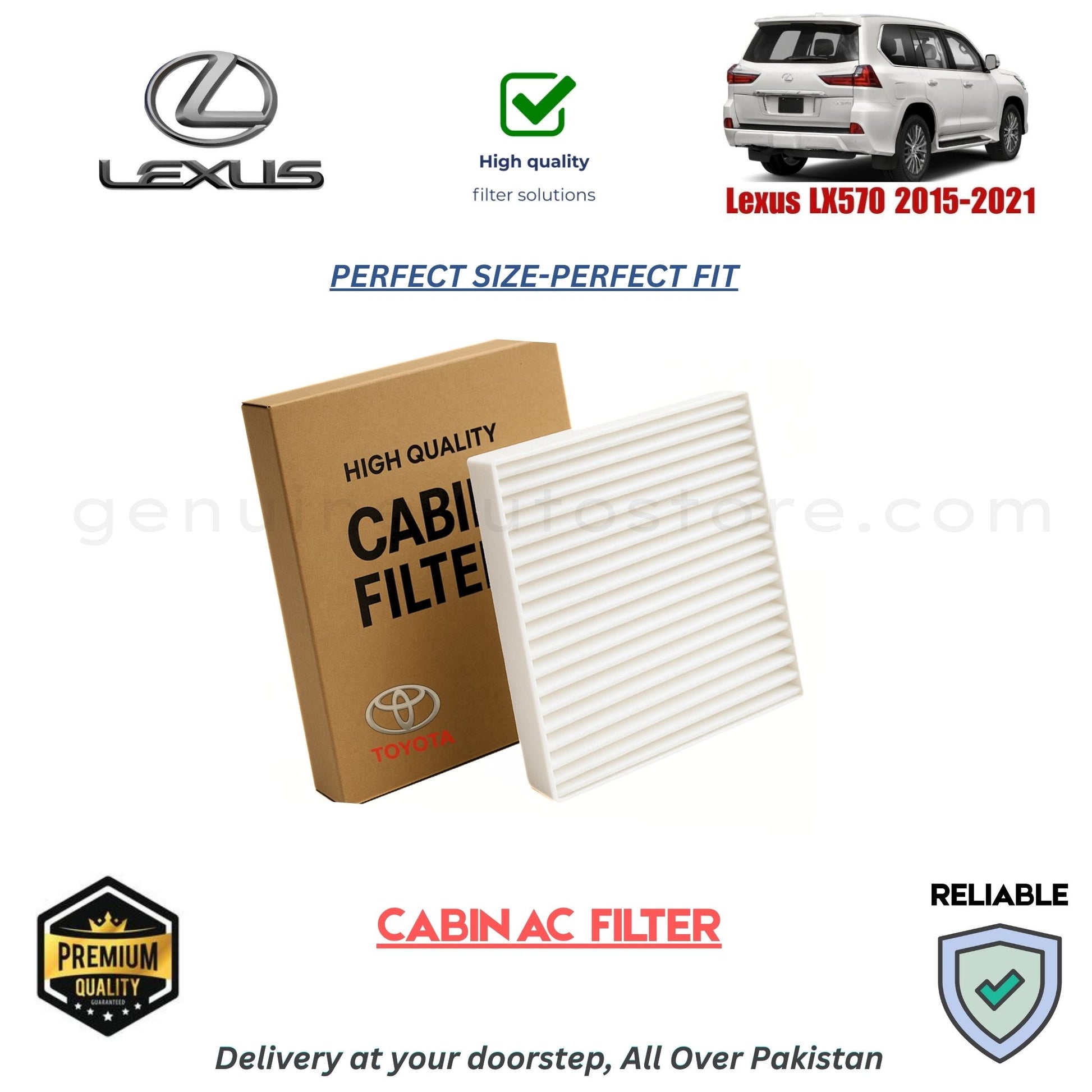 Lexus LX570 2015-2021 CABIN AC FILTER in Pakistan. 100% Genuine, Reliable, Best Price, Cash on Delivery Available