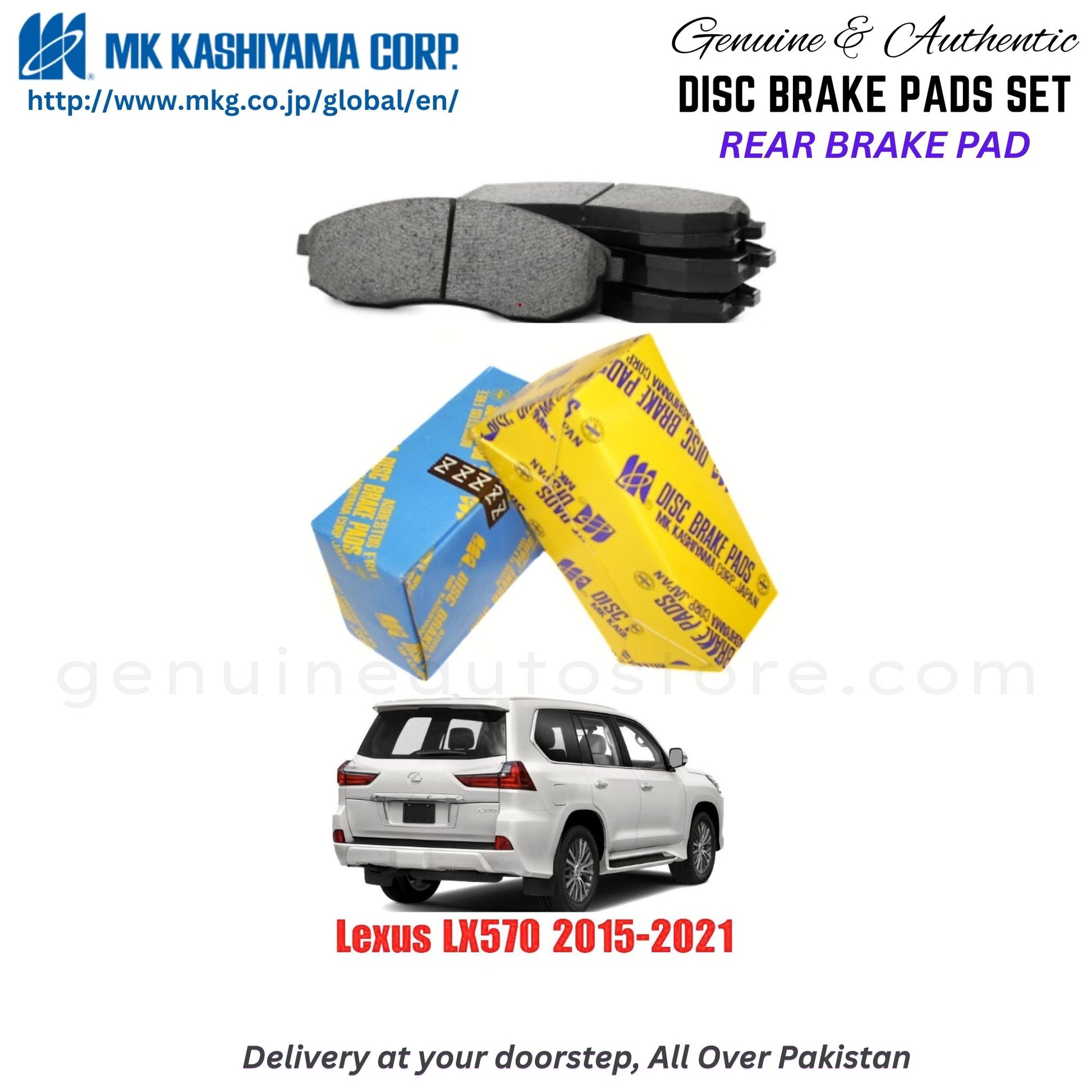 Lexus LX570 2015-2021 Rear Brake Pads MK Japan in Pakistan. 100% Genuine, Reliable, Best Price, Cash on Delivery Available