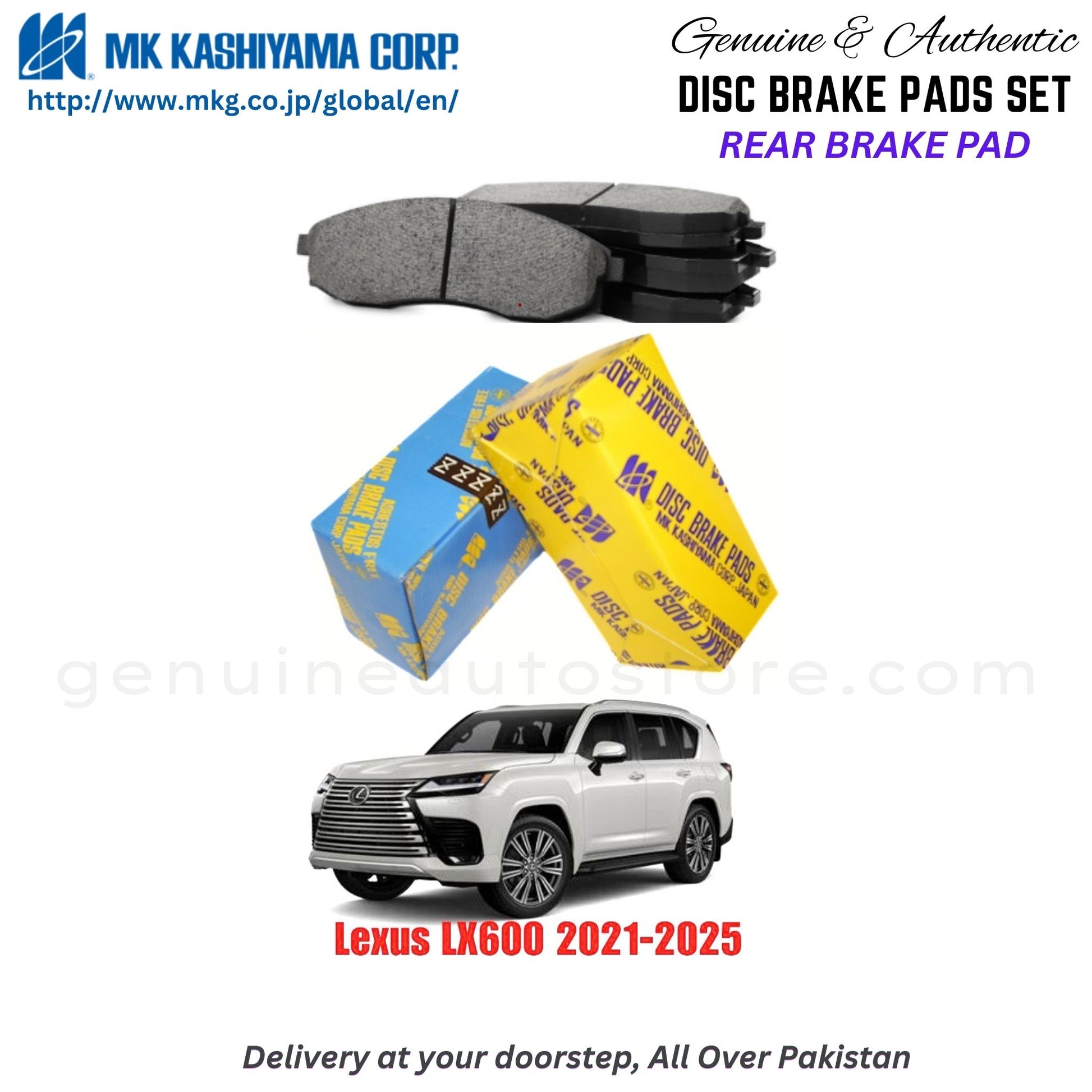 Lexus LX600 2021-2025 Rear Brake Pads MK Japan in Pakistan. 100% Genuine, Reliable, Best Price, Cash on Delivery Available