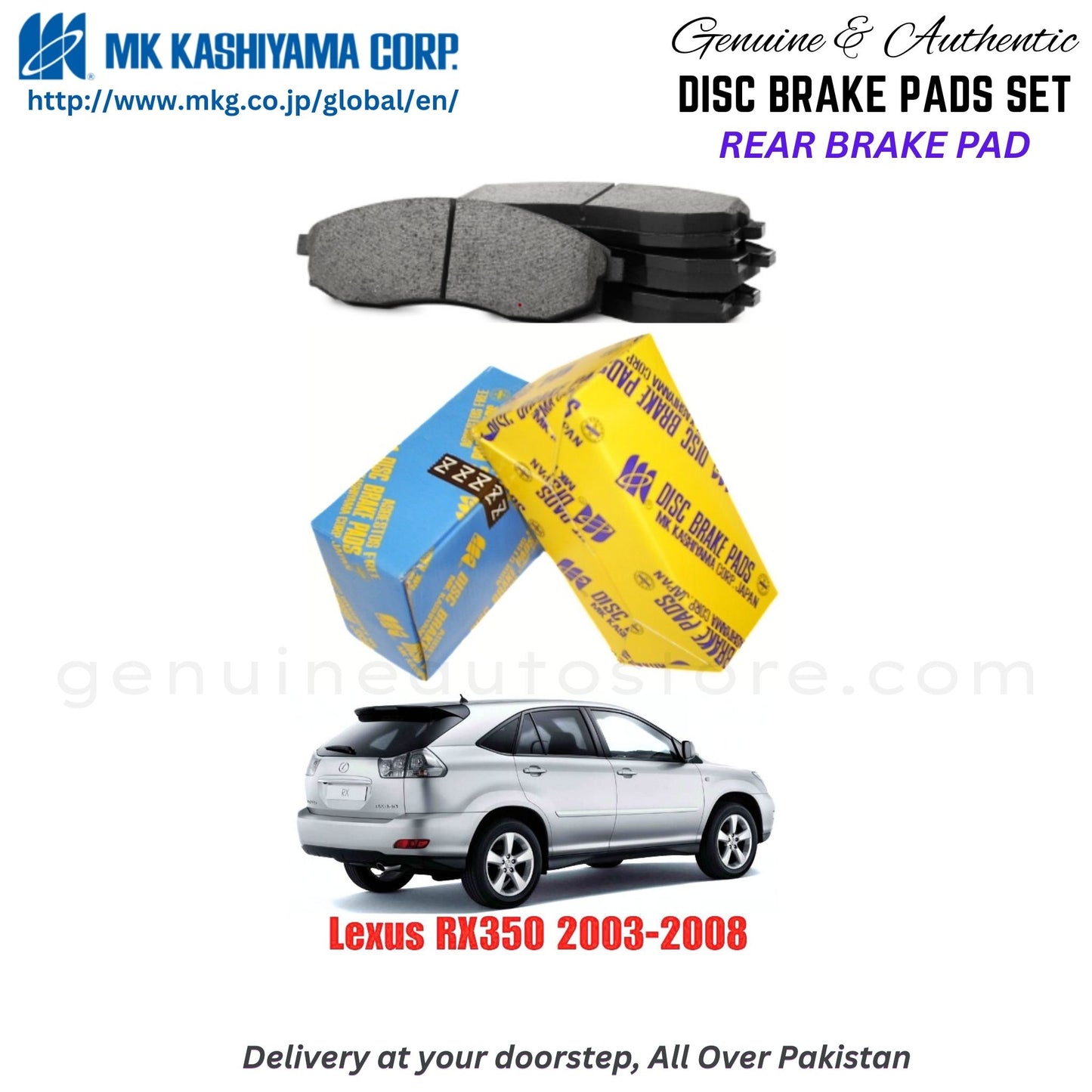 Lexus RX350 2003-2008 Rear Brake Pads MK Japan in Pakistan. 100% Genuine, Reliable, Best Price, Cash on Delivery Available