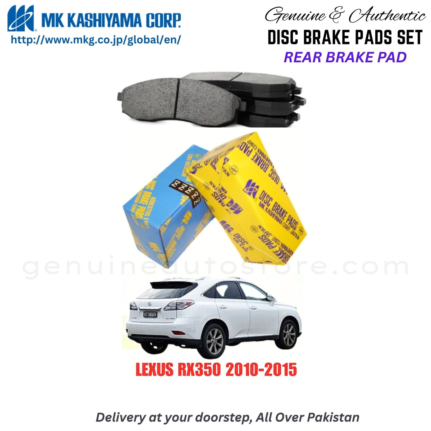 Lexus RX350 2010-2015 Rear Brake Pads MK Japan in Pakistan. 100% Genuine, Reliable, Best Price, Cash on Delivery Available